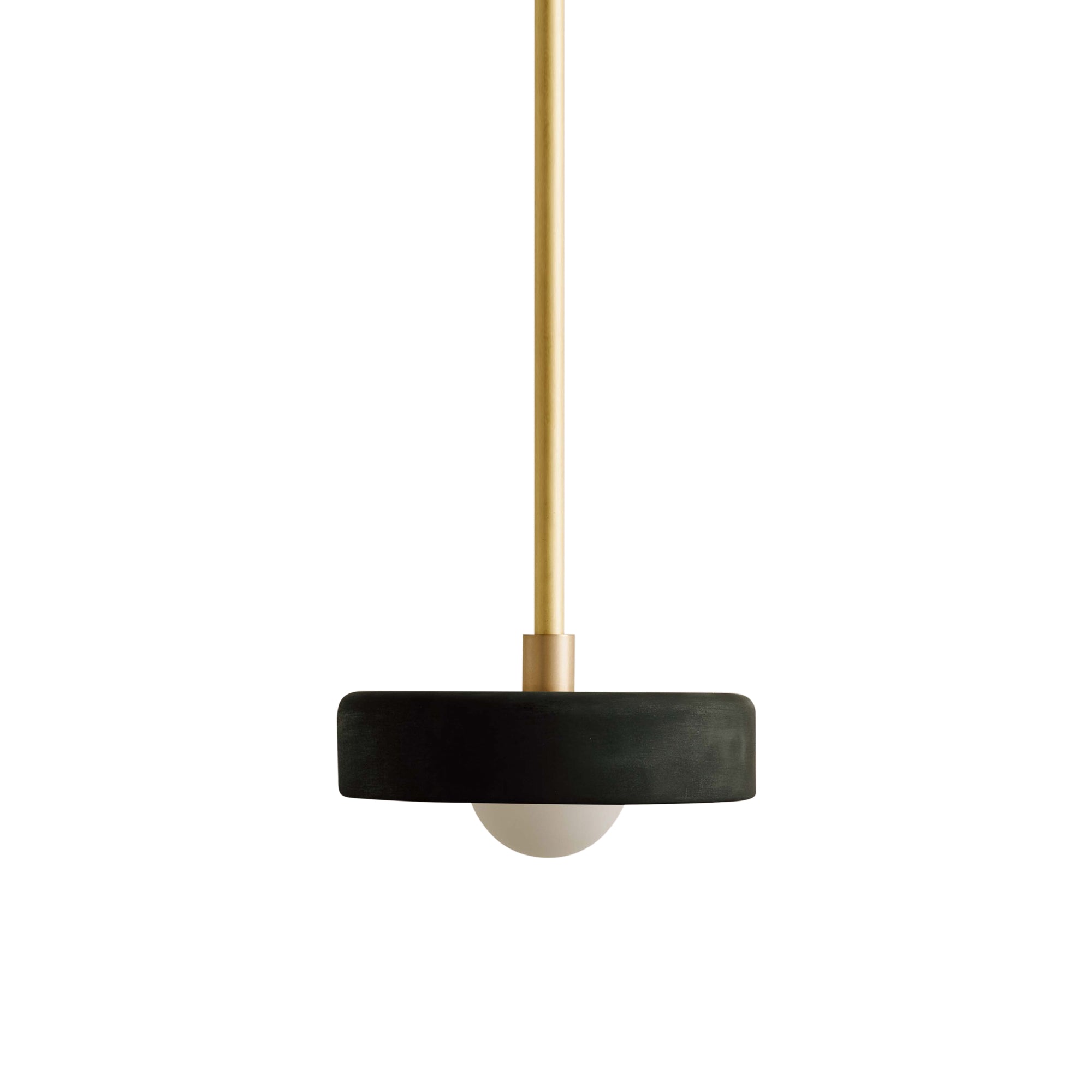 Ceramic Disc Pendant: Outdoor + Brass + Black Clay