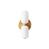 Glass Up Down Sconce: Slim + Brass + White