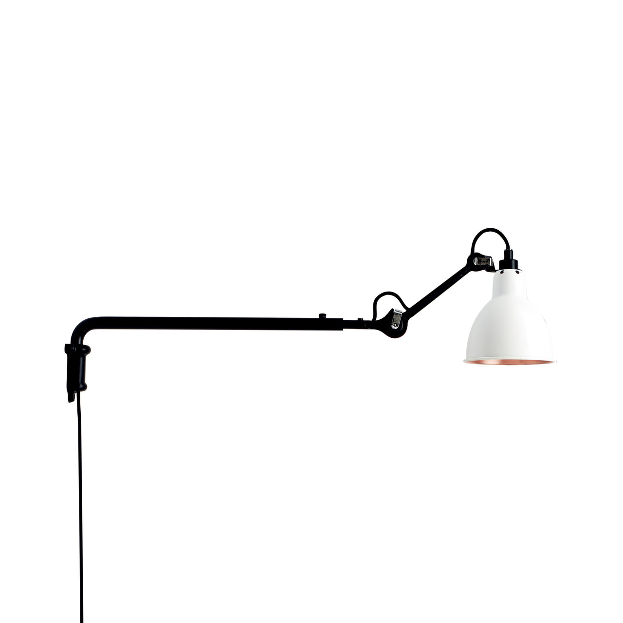 Lampe Gras N°203 Lamp: White + Copper + Round