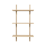 Sector Shelf: Triple + Narrow + Natural Oak + Brass