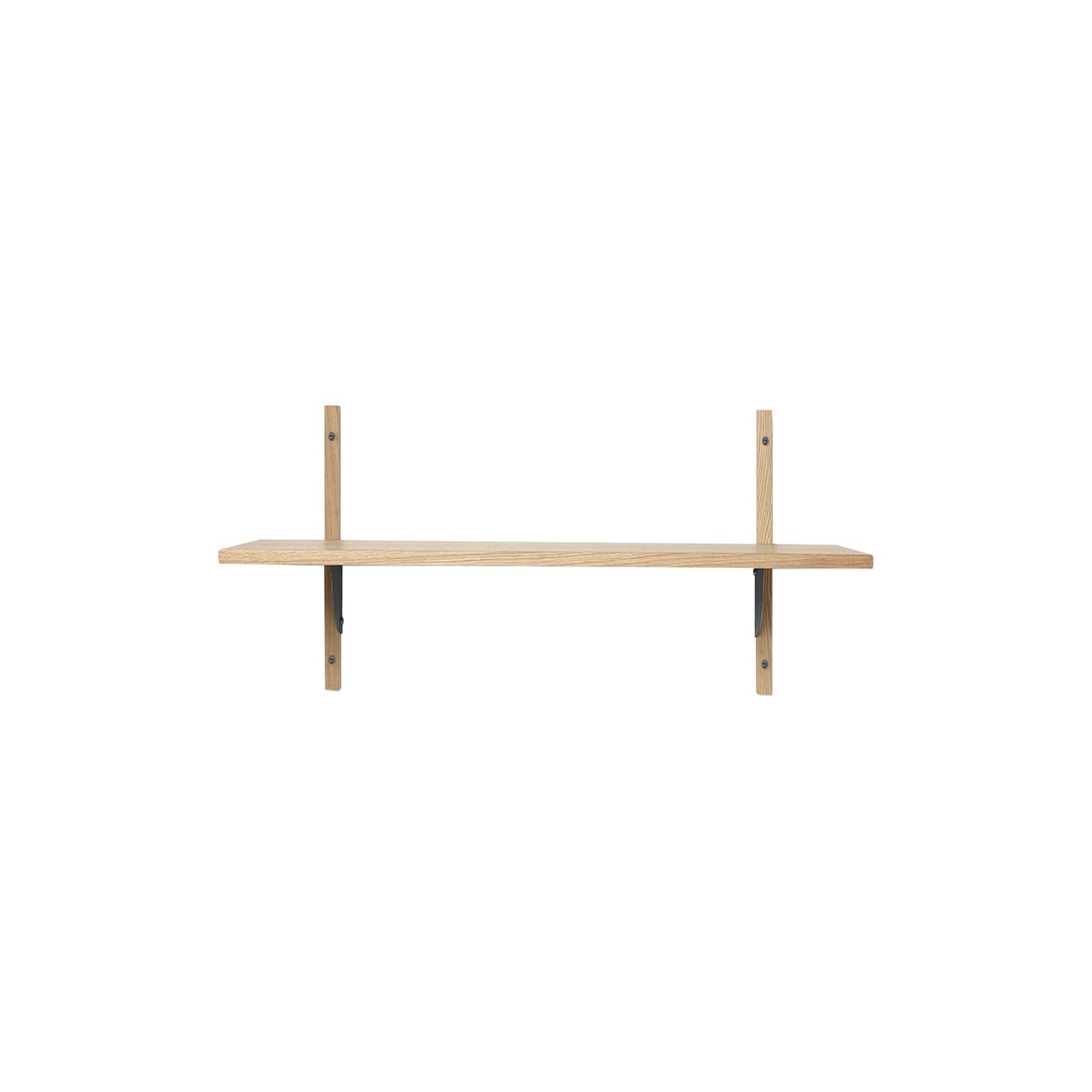 Sector Shelf: Single + Wide + Natural Oak + Black Brass