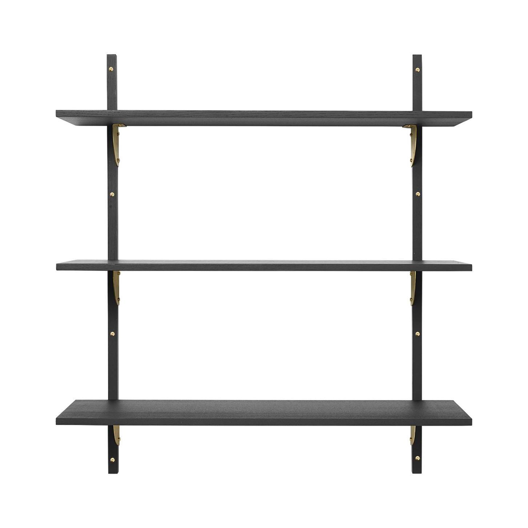 Sector Shelf: Triple + Wide + Black Ash + Brass