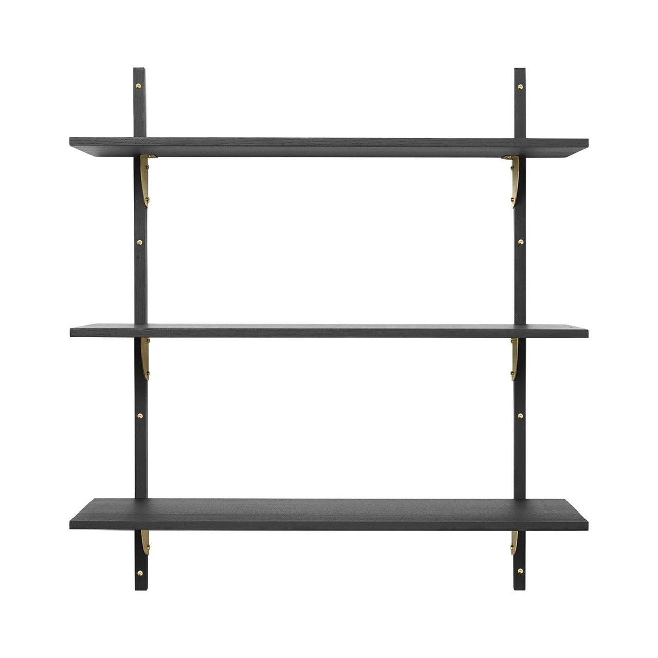 Sector Shelf: Triple + Wide + Black Ash + Brass