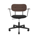 Co Task Armchair with Casters: Seat Upholstered + Black Aluminum + Dark Stained Oak 