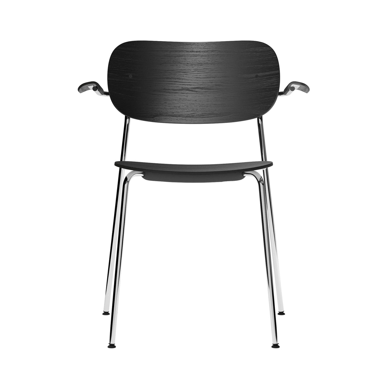 Co Chair with Armrests: Chrome + Black Oak