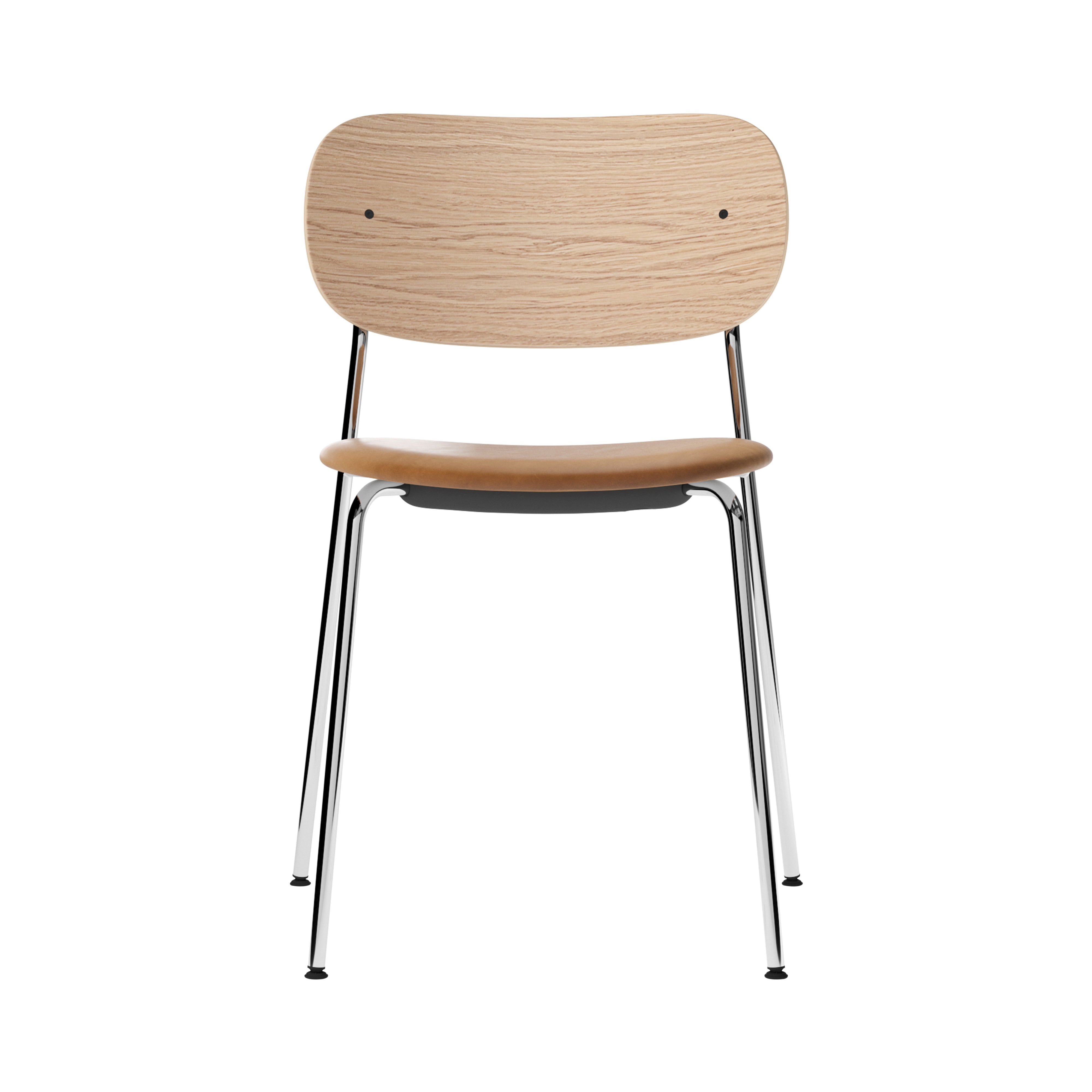 Co Chair: Seat Upholstered + Chrome + Natural Oak 