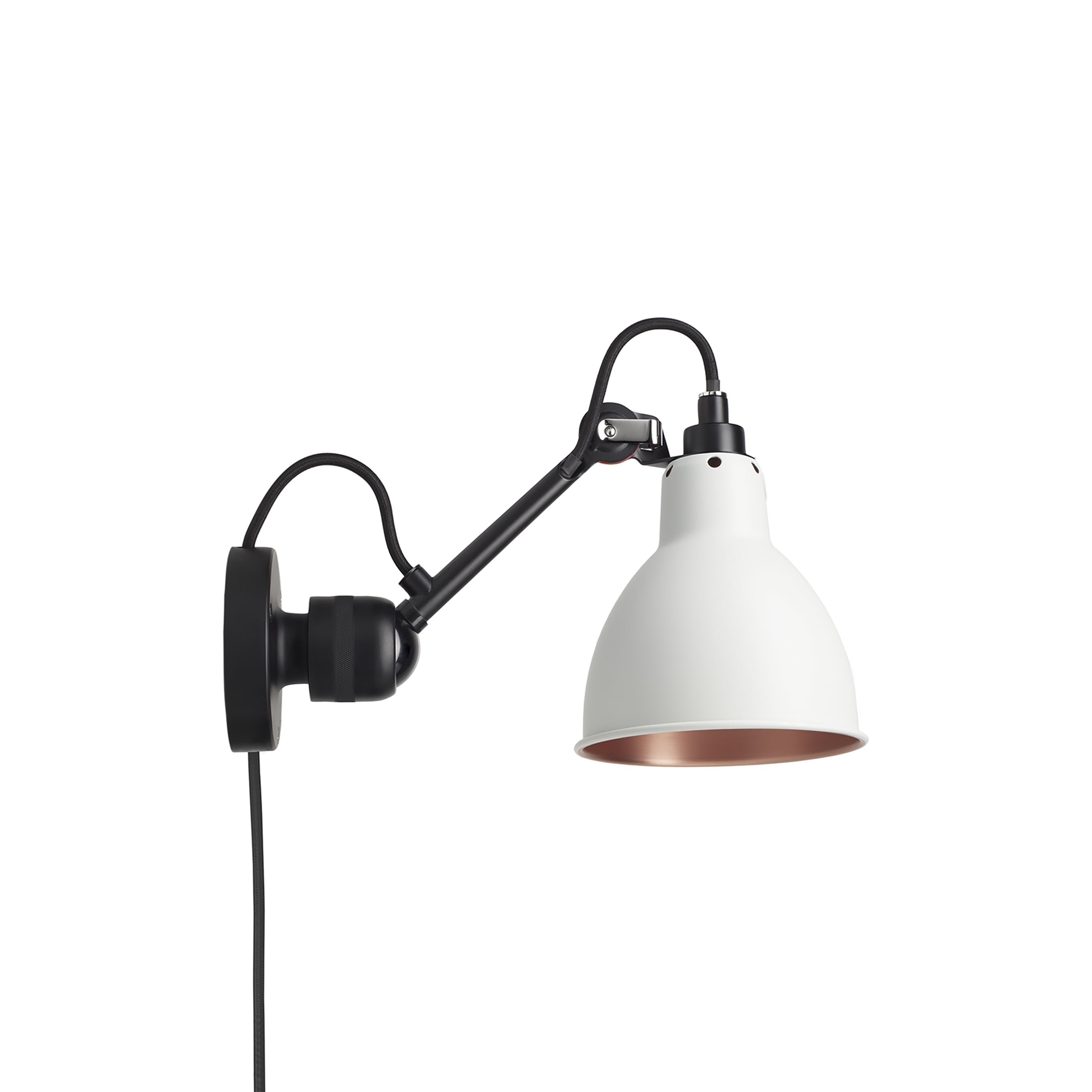 Lampe Gras N° 304 CA Wall Lamp: Black + White + Copper + Round