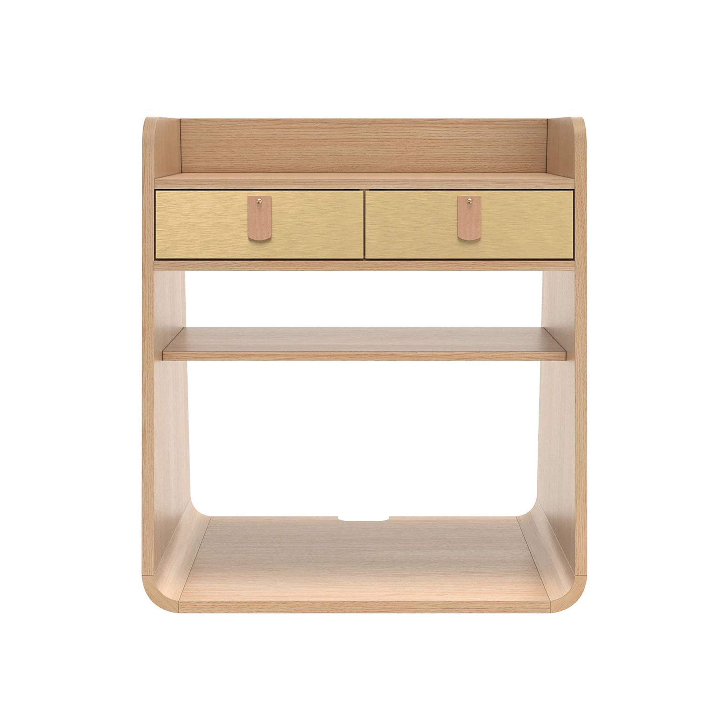 Suzon Wall Storage: Natural Oak + Brushed Brass