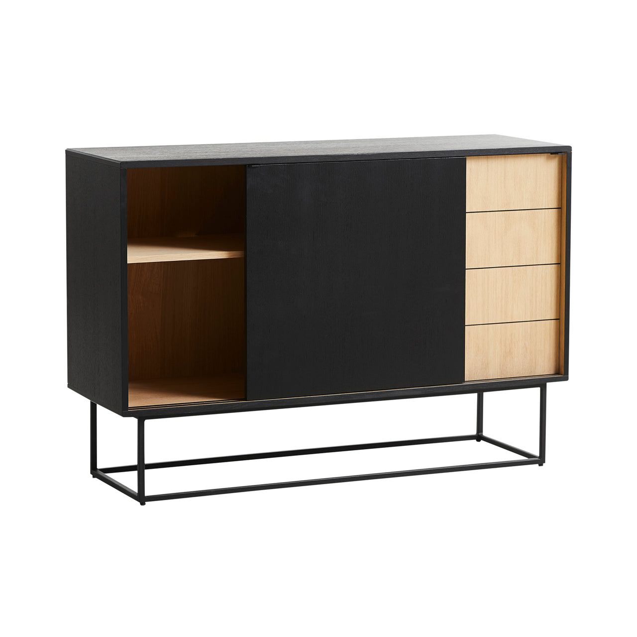 Virka High Sideboard: Black Painted Oak + Oak Veneer