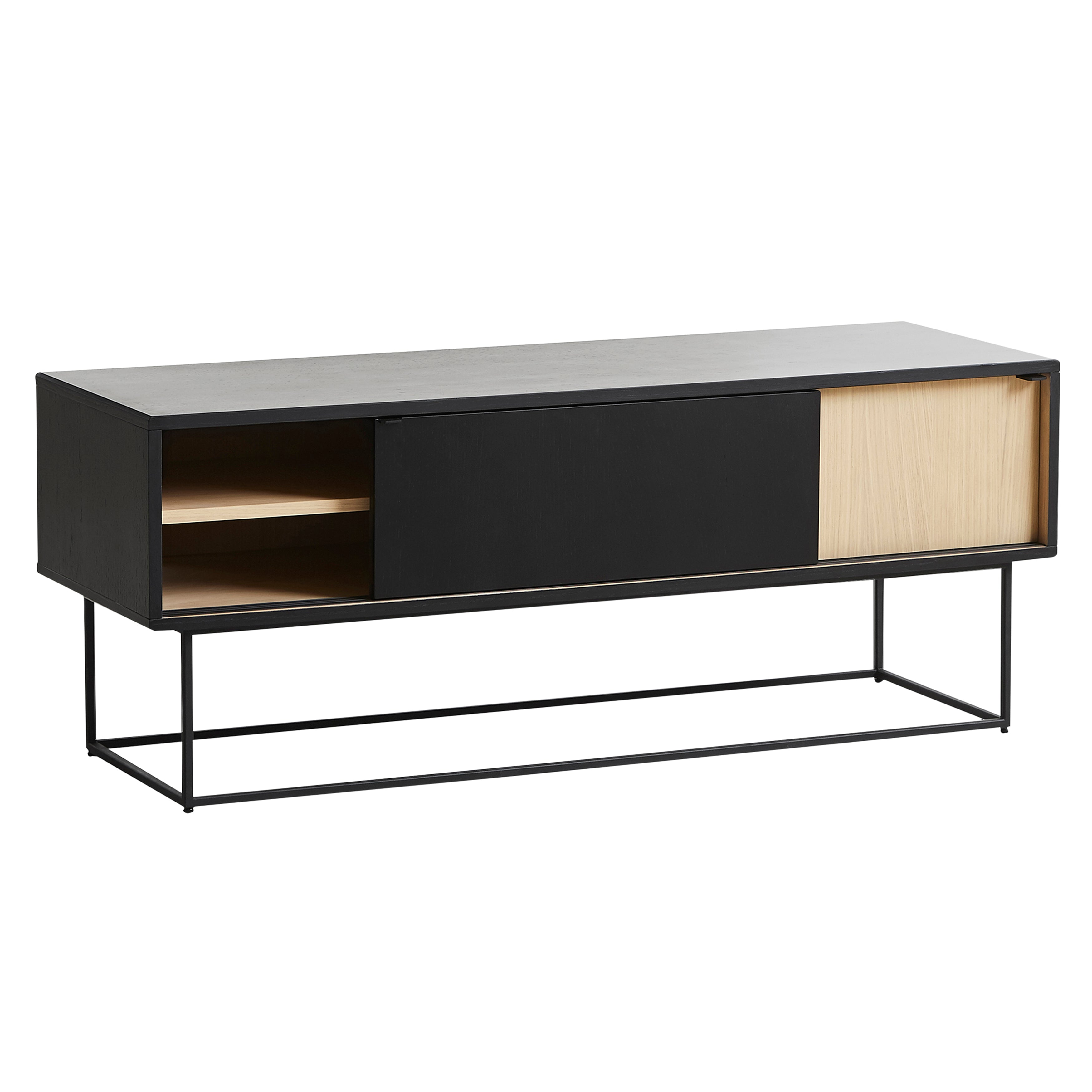 Virka Low Sideboard: Black Painted Oak + Oak Veneer