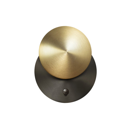 Naboo Wall Light: Base Mount - Reflector + Satin Graphite + Satin Brass