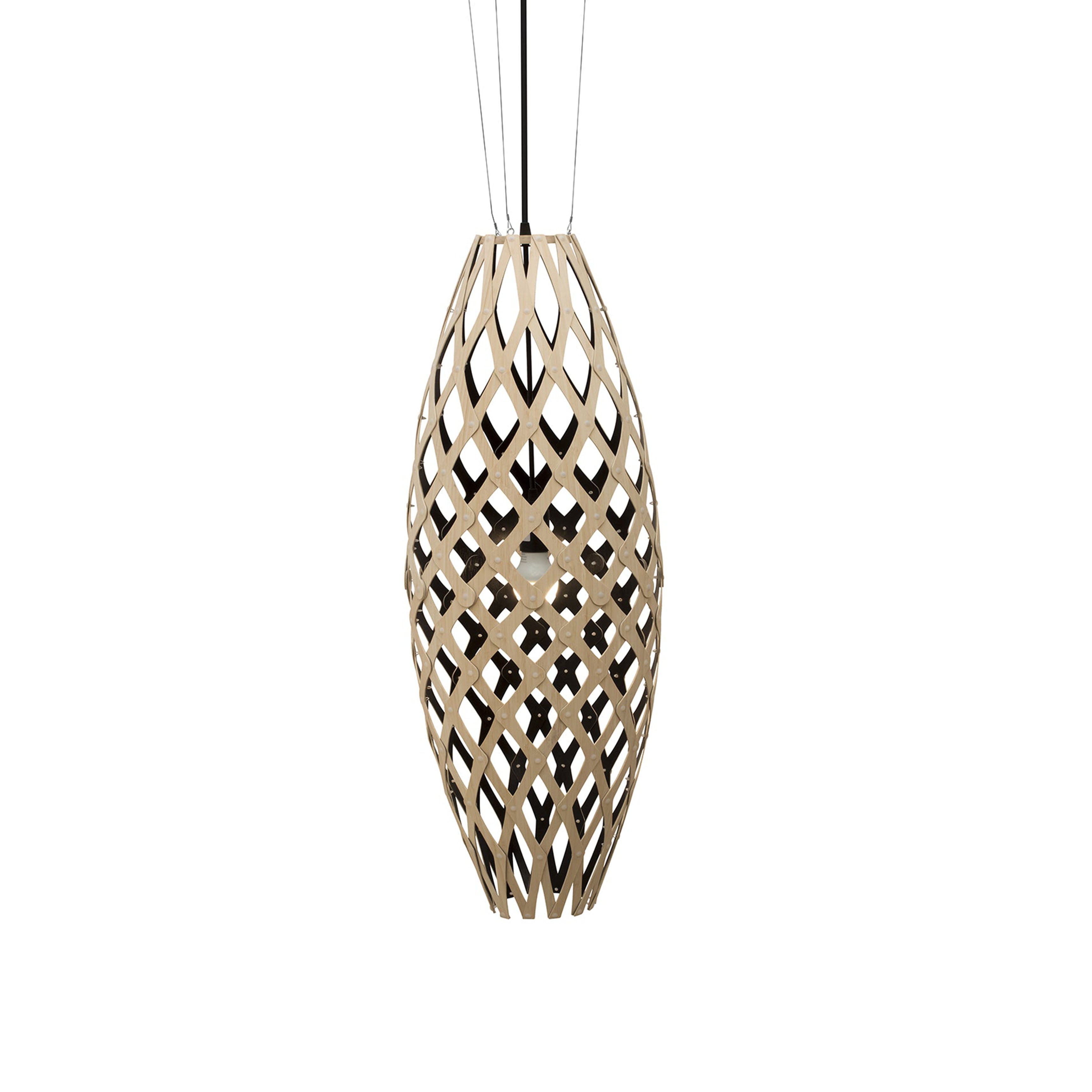 Hinaki Pendant Light: Large + Bamboo + Black + Black