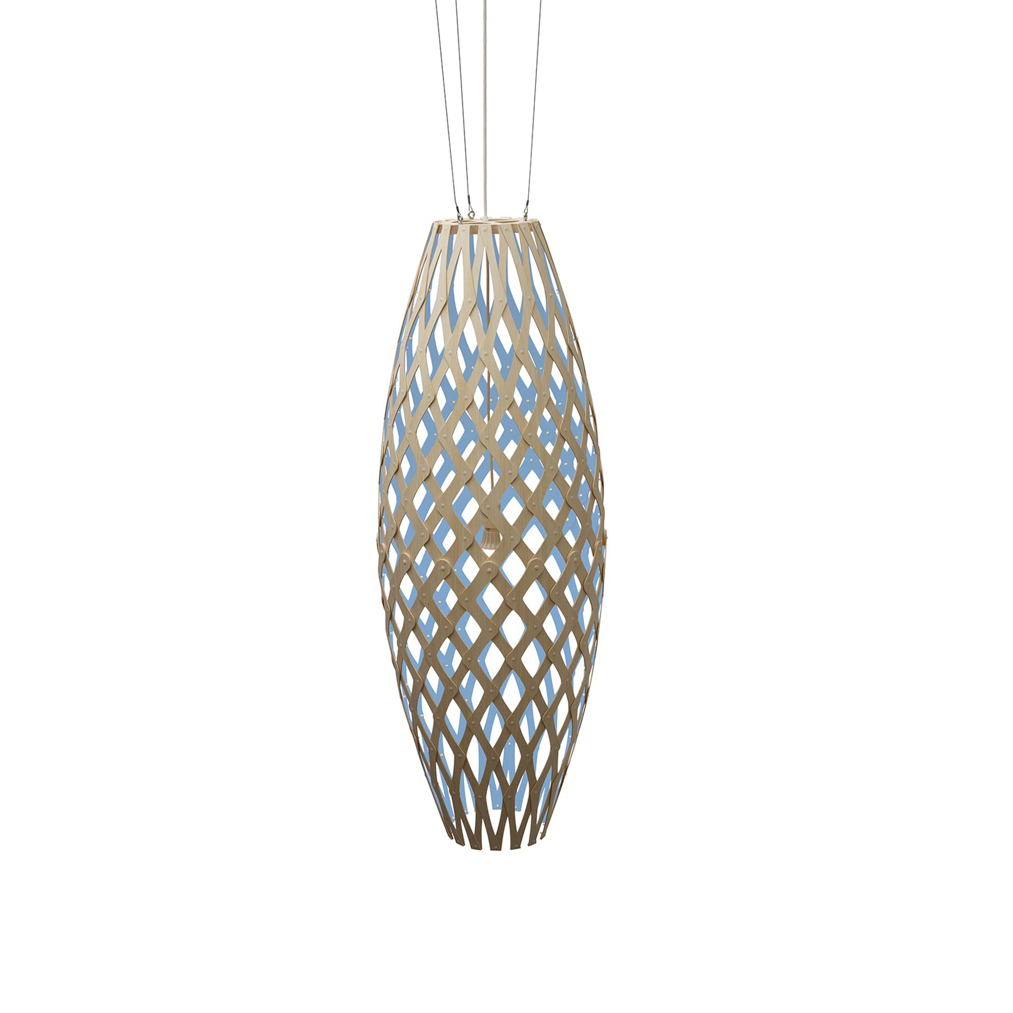 Hinaki Pendant Light: Large + Bamboo + Blue + White