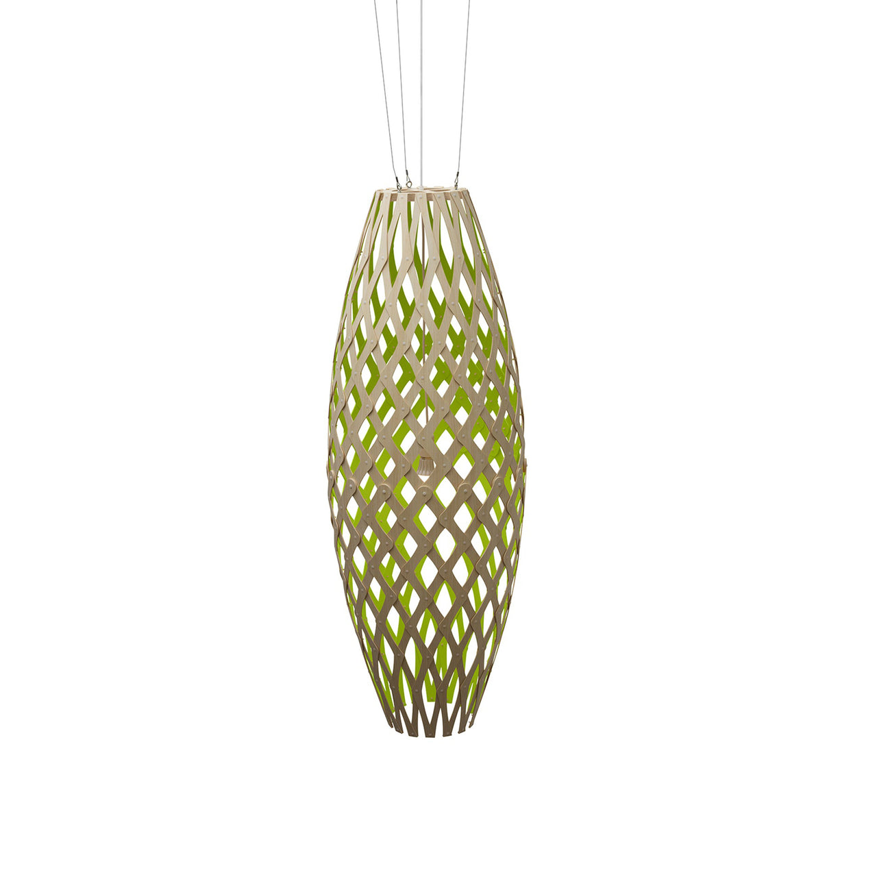 Hinaki Pendant Light: Large + Bamboo + Lime + White