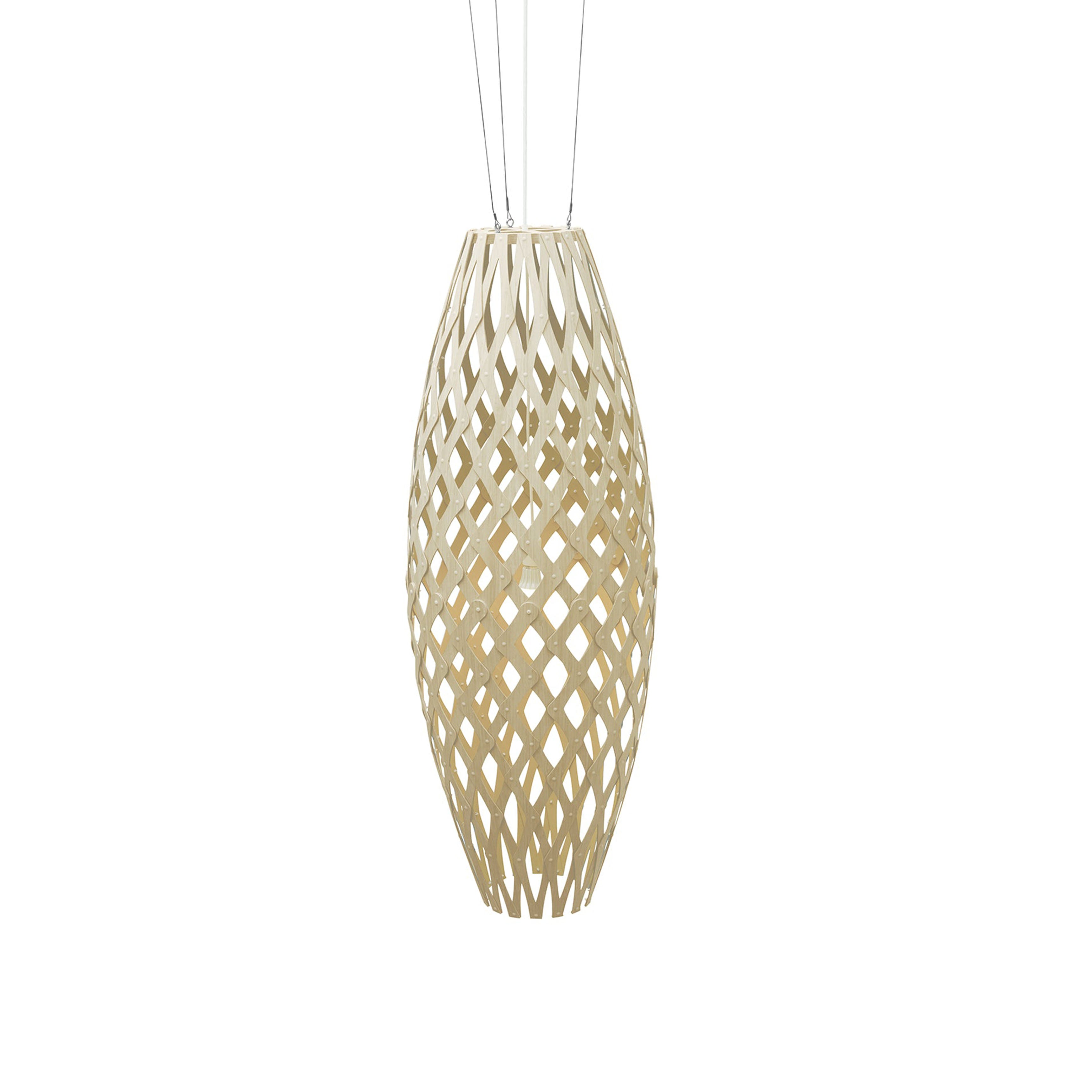 Hinaki Pendant Light: Large + Bamboo + White