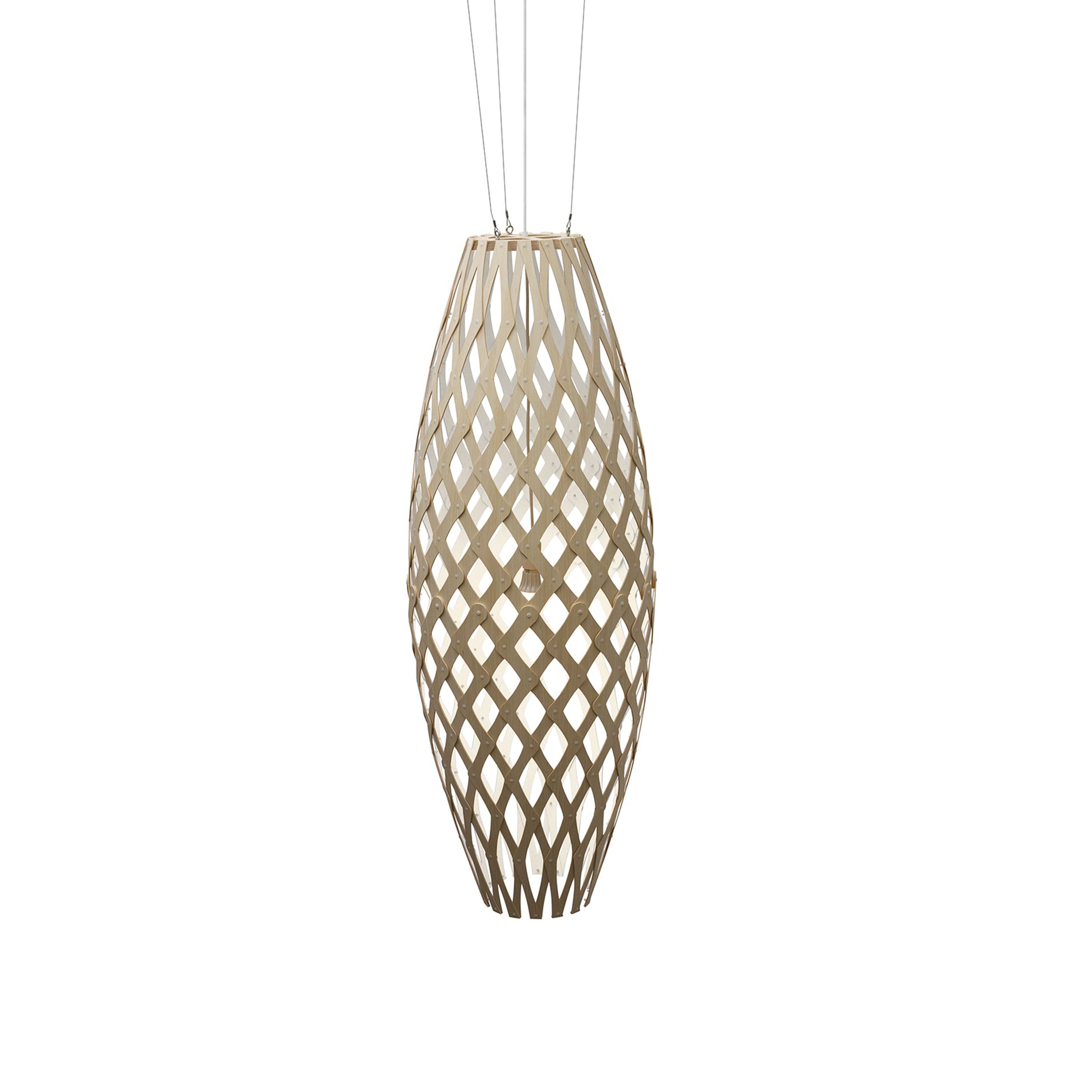 Hinaki Pendant Light: Large + Bamboo + White + White