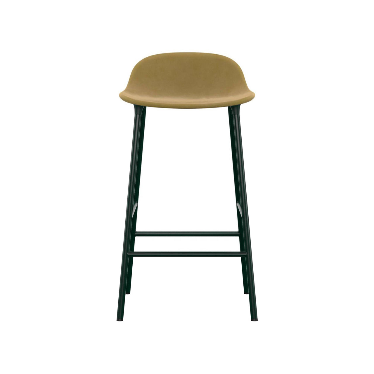Form Bar + Counter Stool: Steel Base + Upholstered + Counter + Green