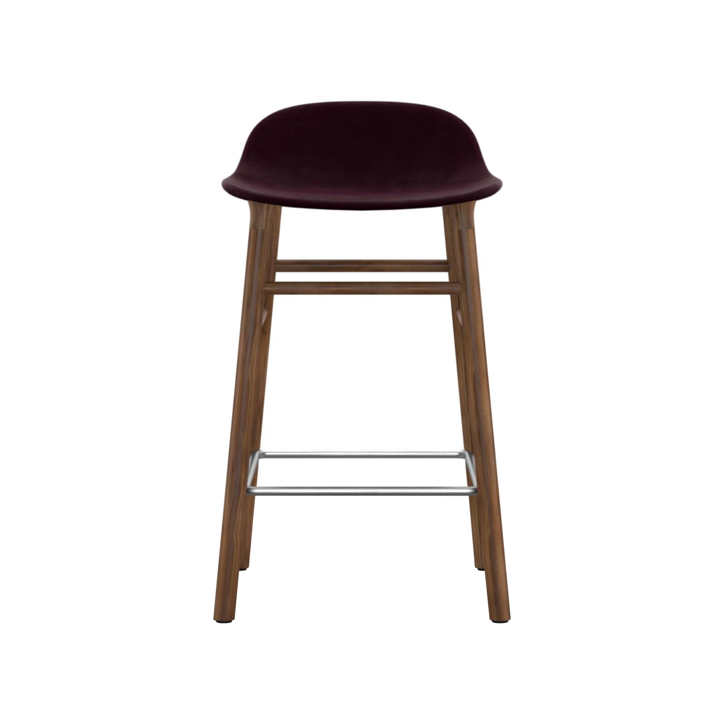 Form Bar + Counter Stool: Walnut Base + Upholstered + Counter