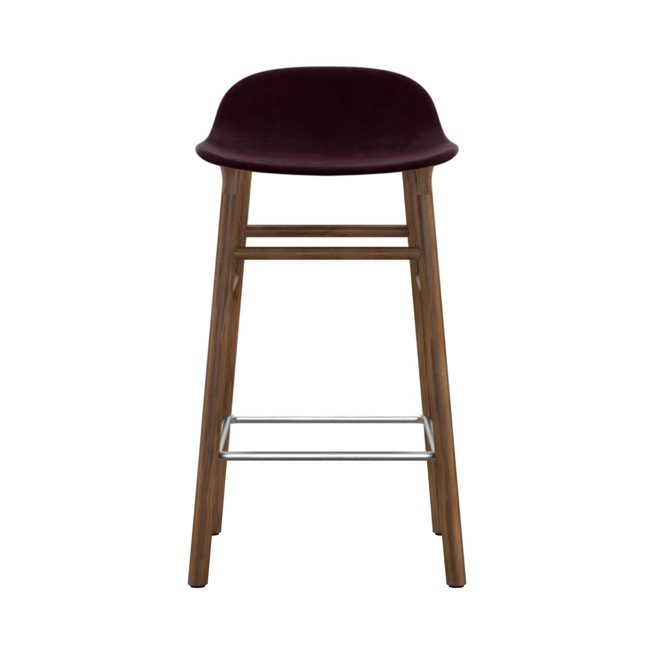Form Bar + Counter Stool: Walnut Base + Upholstered + Bar