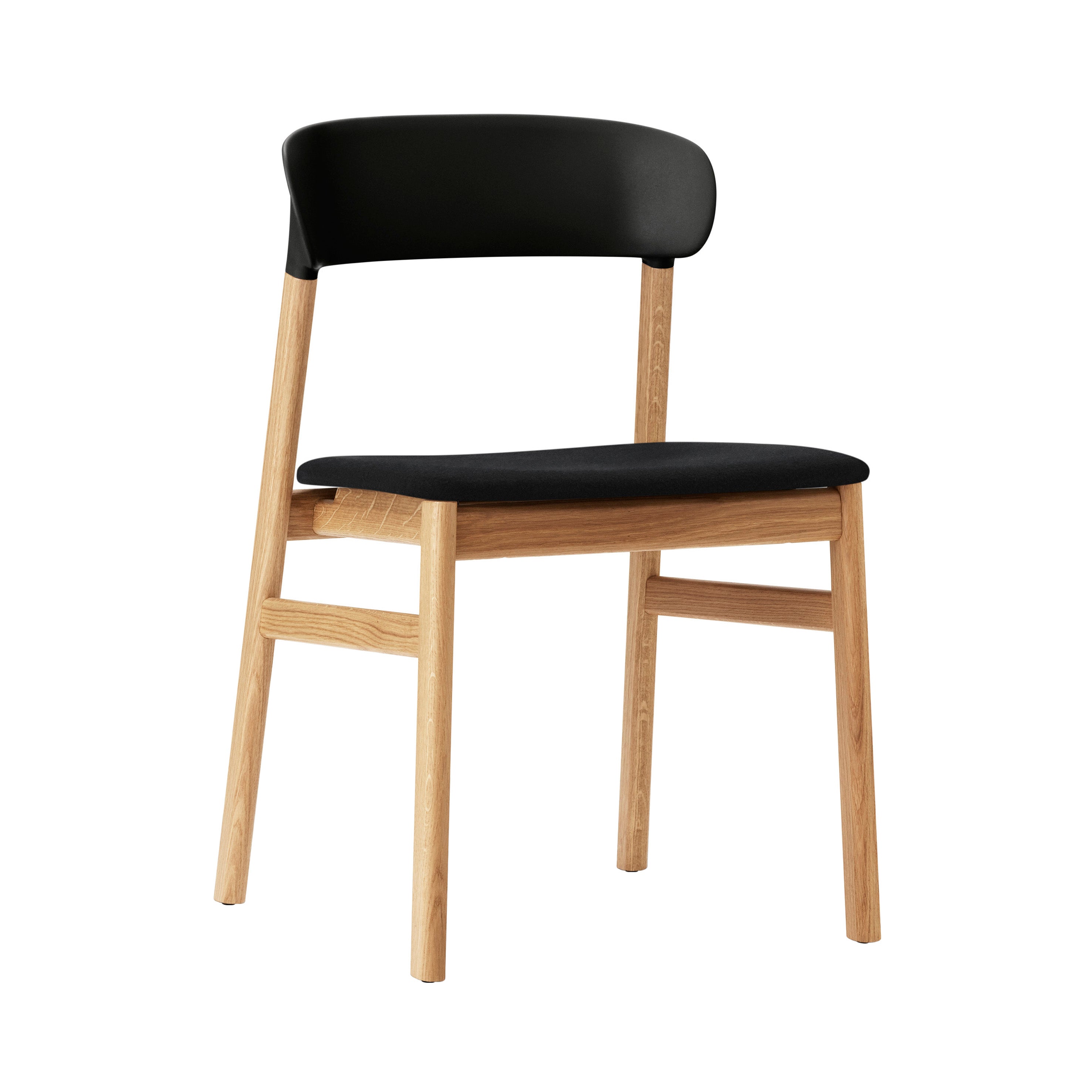 Herit Chair: Upholstered + Oak + Black + Synergy Black
