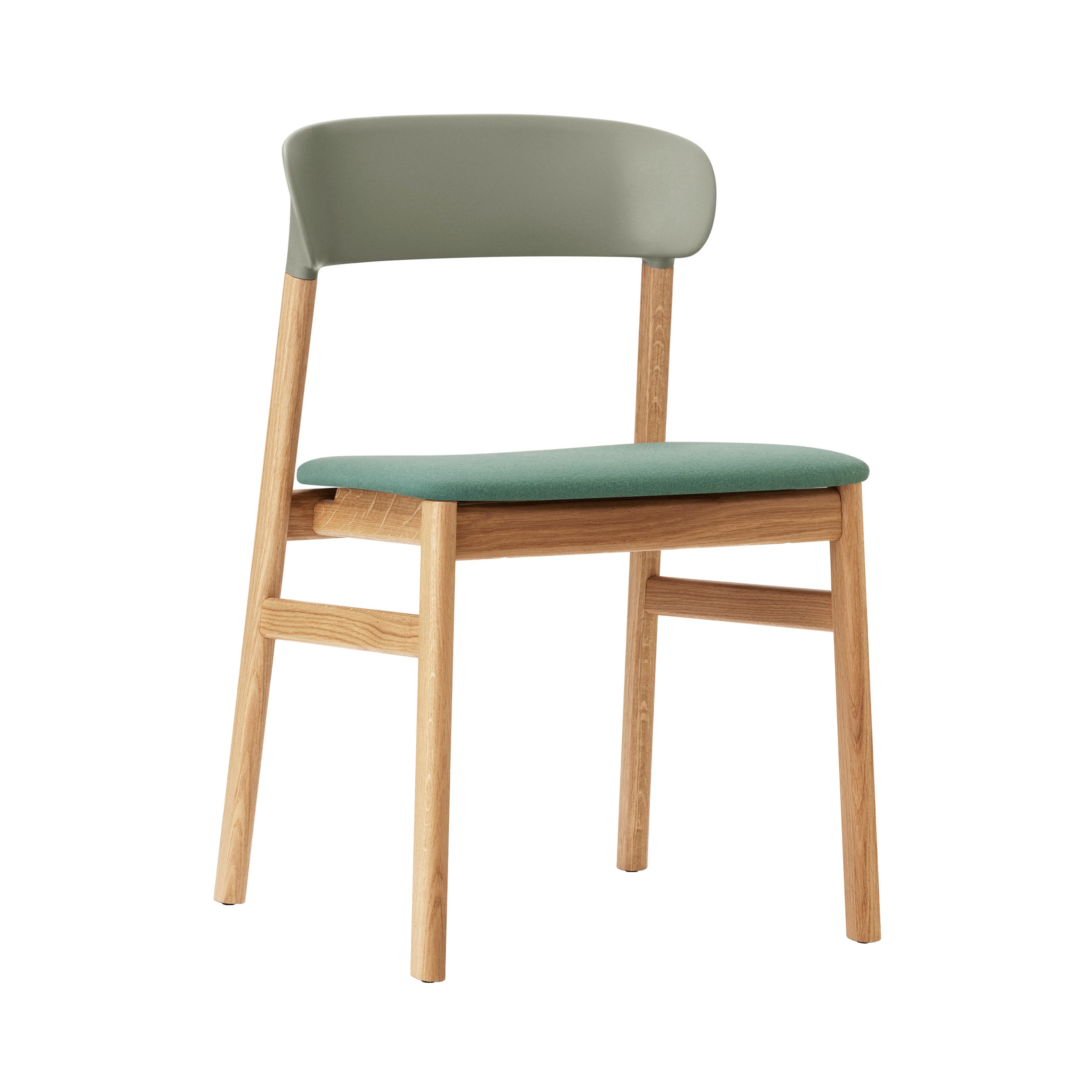 Herit Chair: Upholstered + Oak + Dusty Green + Synergy Dusty Green