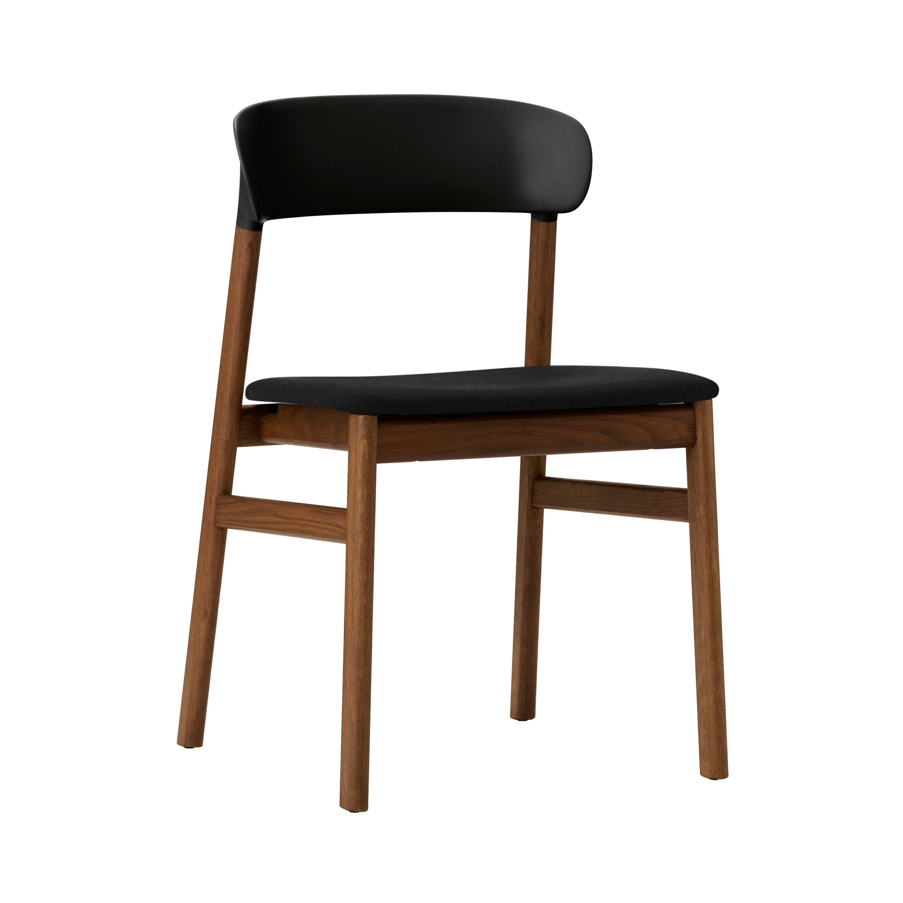 Herit Chair: Upholstered + Smoked Oak + Black + Synergy Black