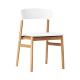Herit Chair: Upholstered + Oak + White + Spectrum Leather White