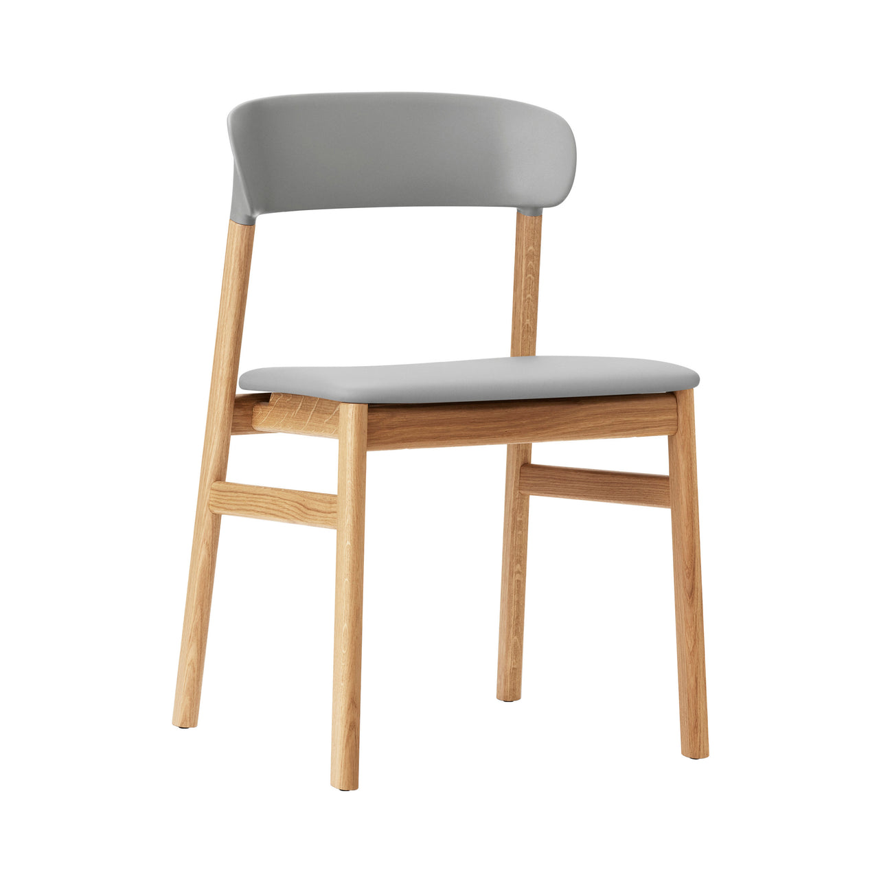 Herit Chair: Upholstered + Oak + Spectrum Leather Grey