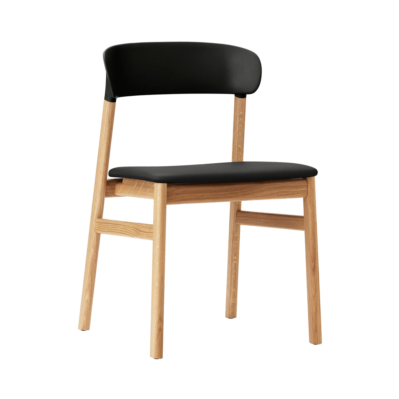 Herit Chair: Upholstered + Oak + Black + Spectrum Leather Black