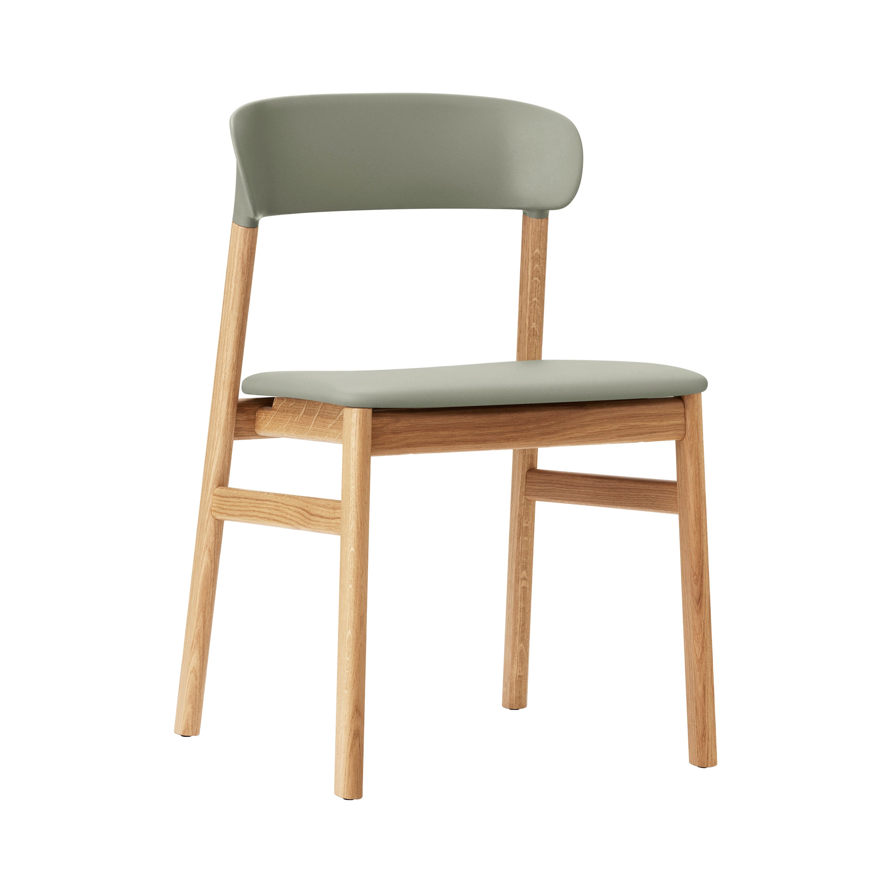 Herit Chair: Upholstered + Oak + Dusty Green + Spectrum Leather Dusty Green