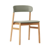 Herit Chair: Upholstered + Oak + Dusty Green + Spectrum Leather Dusty Green
