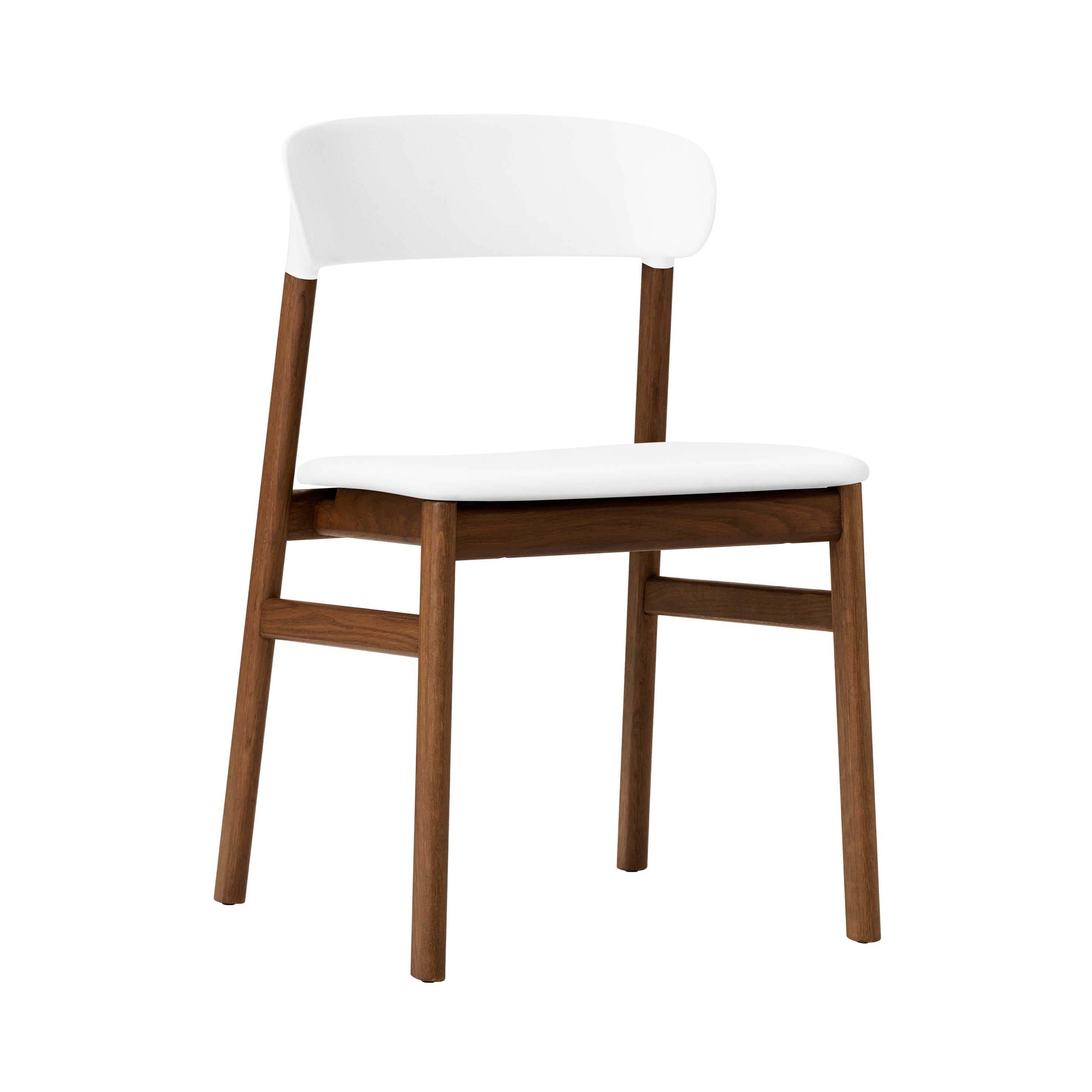 Herit Chair: Upholstered + Smoked Oak + White + Spectrum Leather White