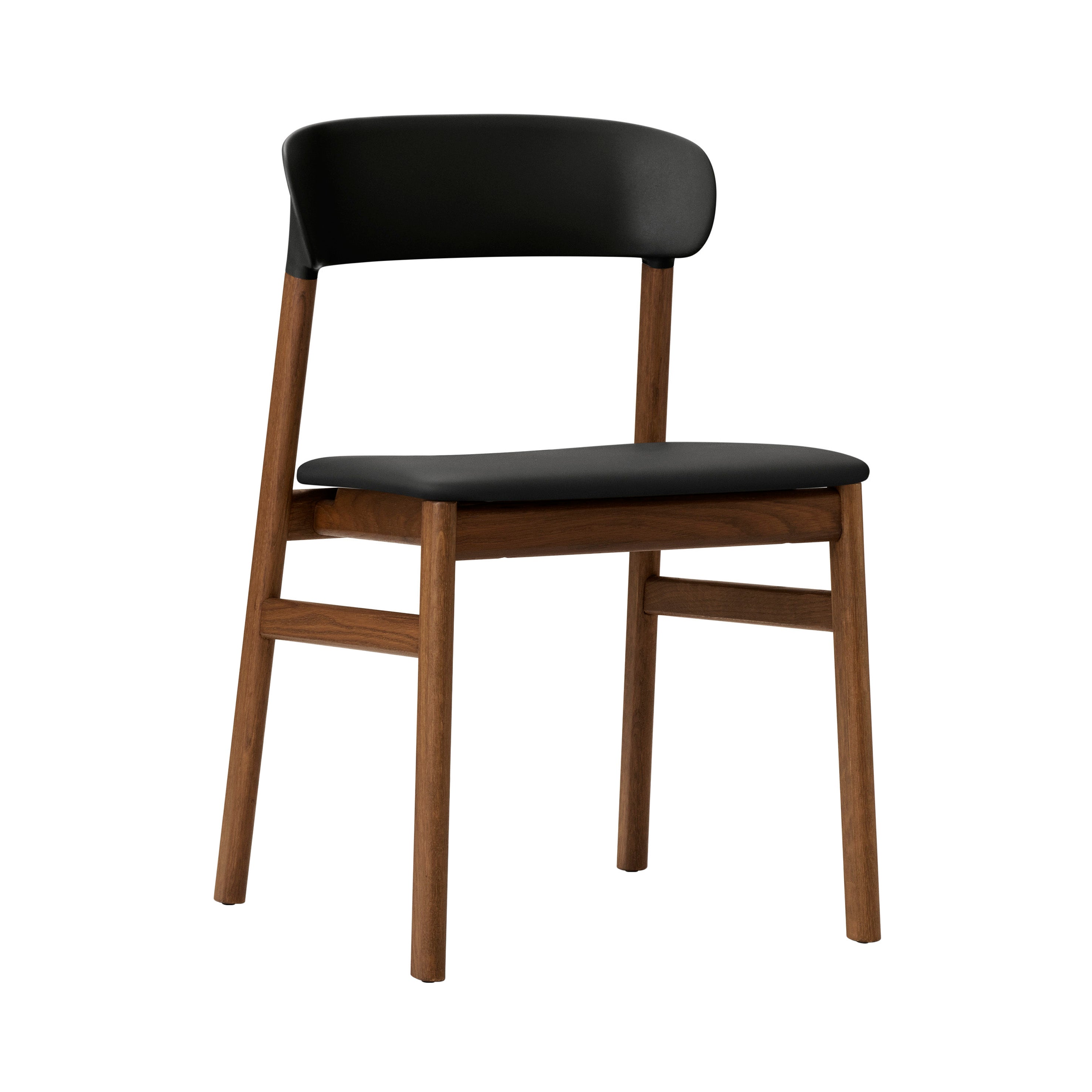 Herit Chair: Upholstered + Smoked Oak + Black + Spectrum Leather Black