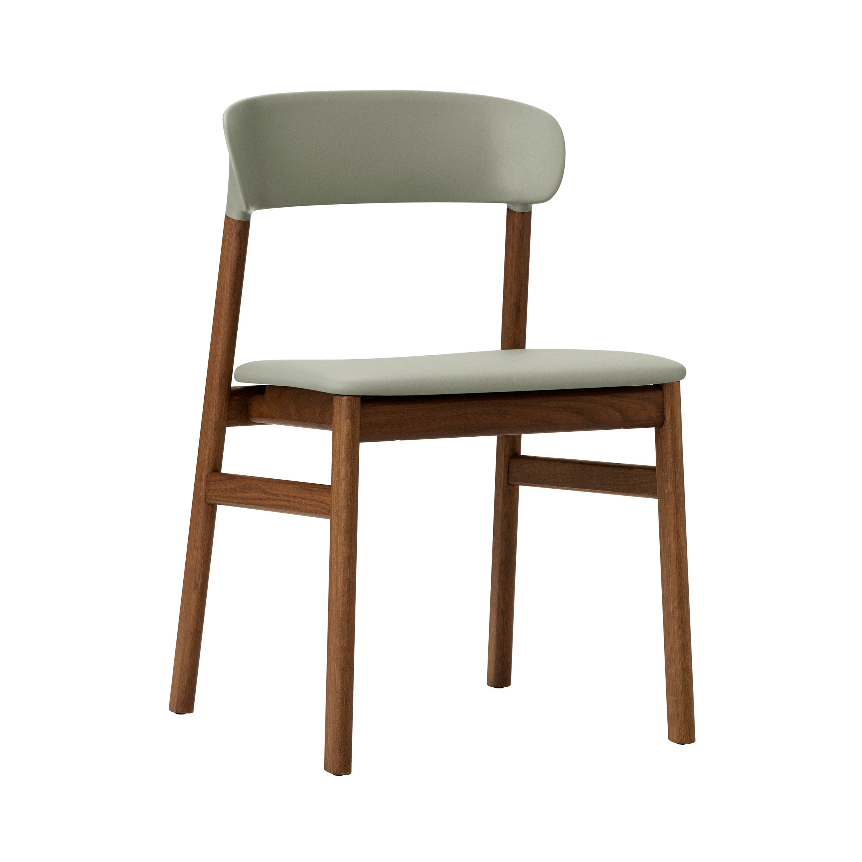 Herit Chair: Upholstered + Smoked Oak + Dusty Green + Spectrum Leather Dusty Green