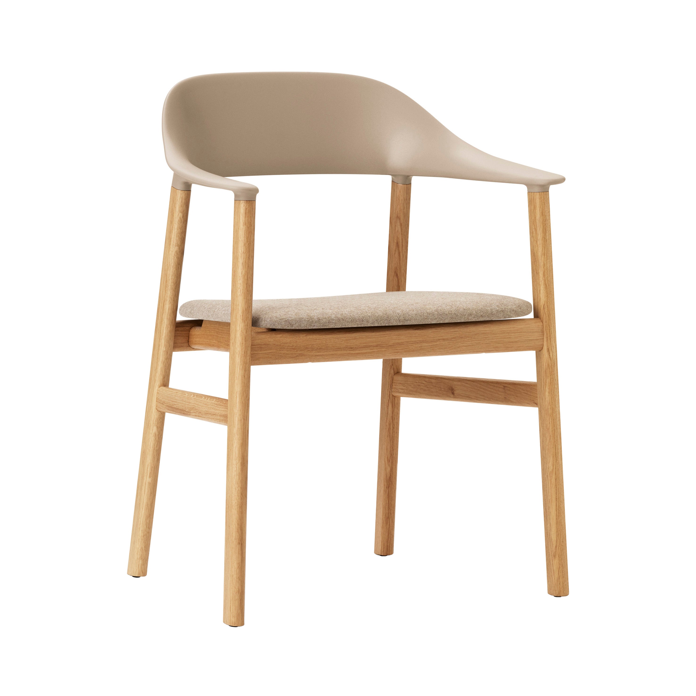 Herit Armchair: Upholstered + Oak + Sand + Synergy Sand