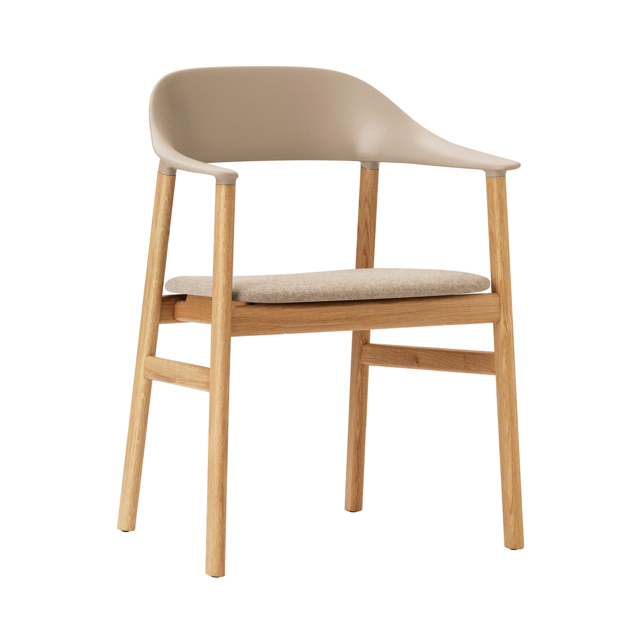 Herit Armchair: Upholstered + Oak + Sand + Synergy Sand