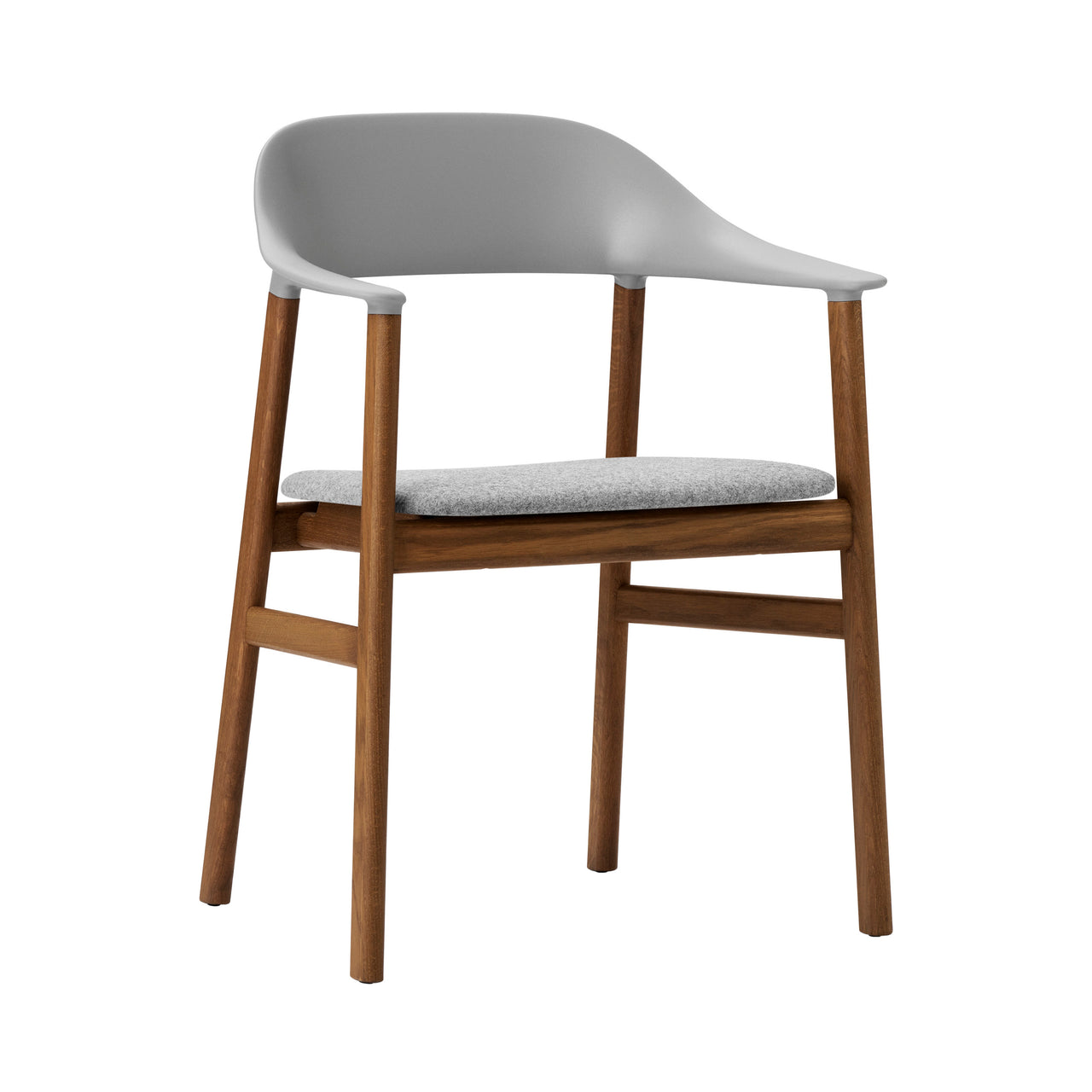 Herit Armchair: Upholstered + Smoked Oak + Grey + Synergy Grey
