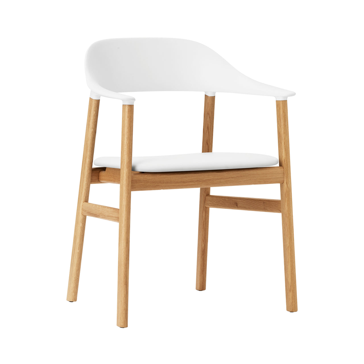 Herit Armchair: Upholstered + Oak + White + Spectrum Leather White