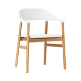 Herit Armchair: Upholstered + Oak + White + Spectrum Leather White