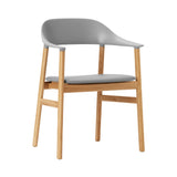Herit Armchair: Upholstered + Oak + Grey + Spectrum Leather Grey