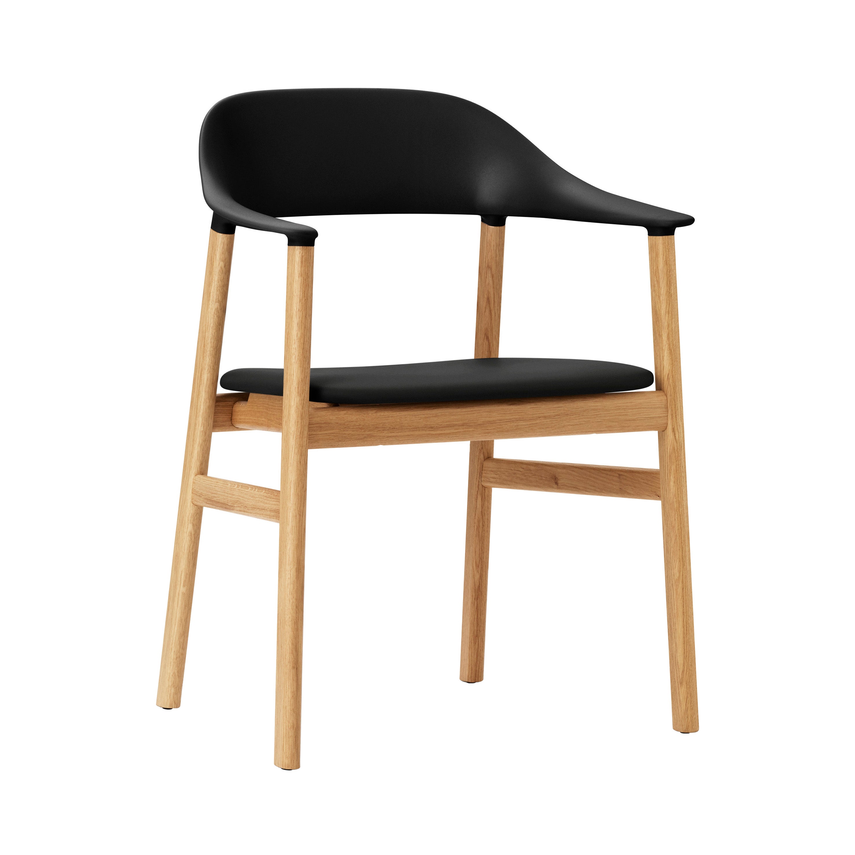 Herit Armchair: Upholstered + Oak + Black + Spectrum Leather Black