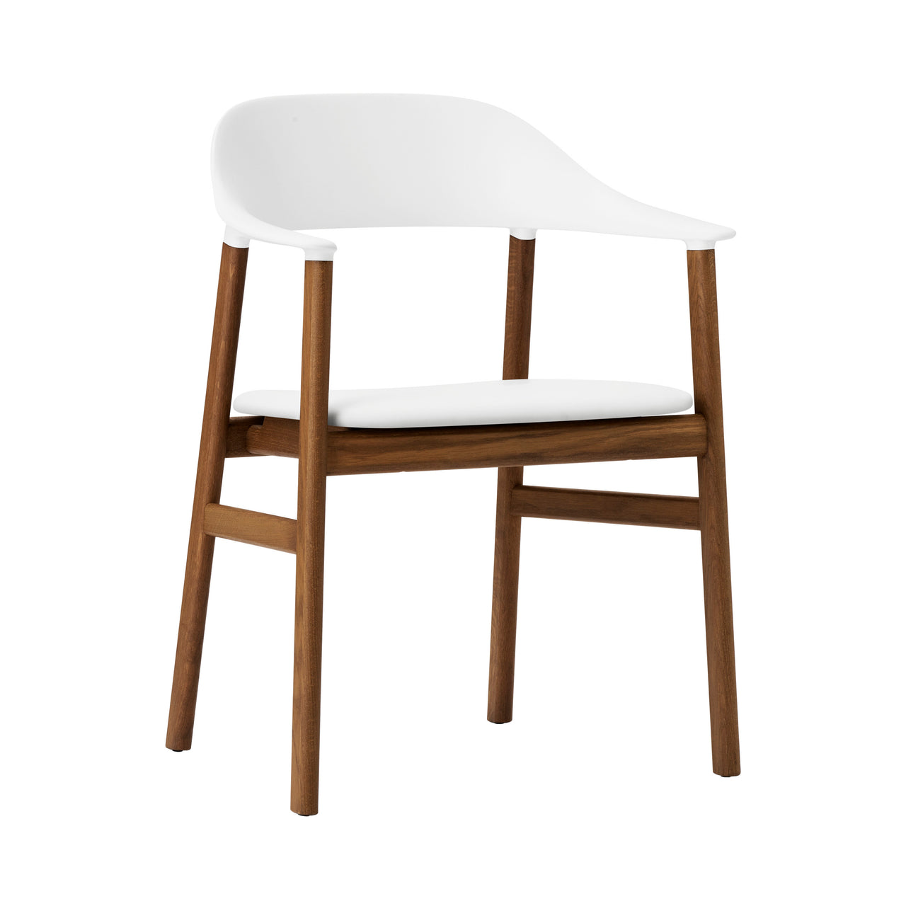 Herit Armchair: Upholstered + Smoked Oak + White + Spectrum Leather White