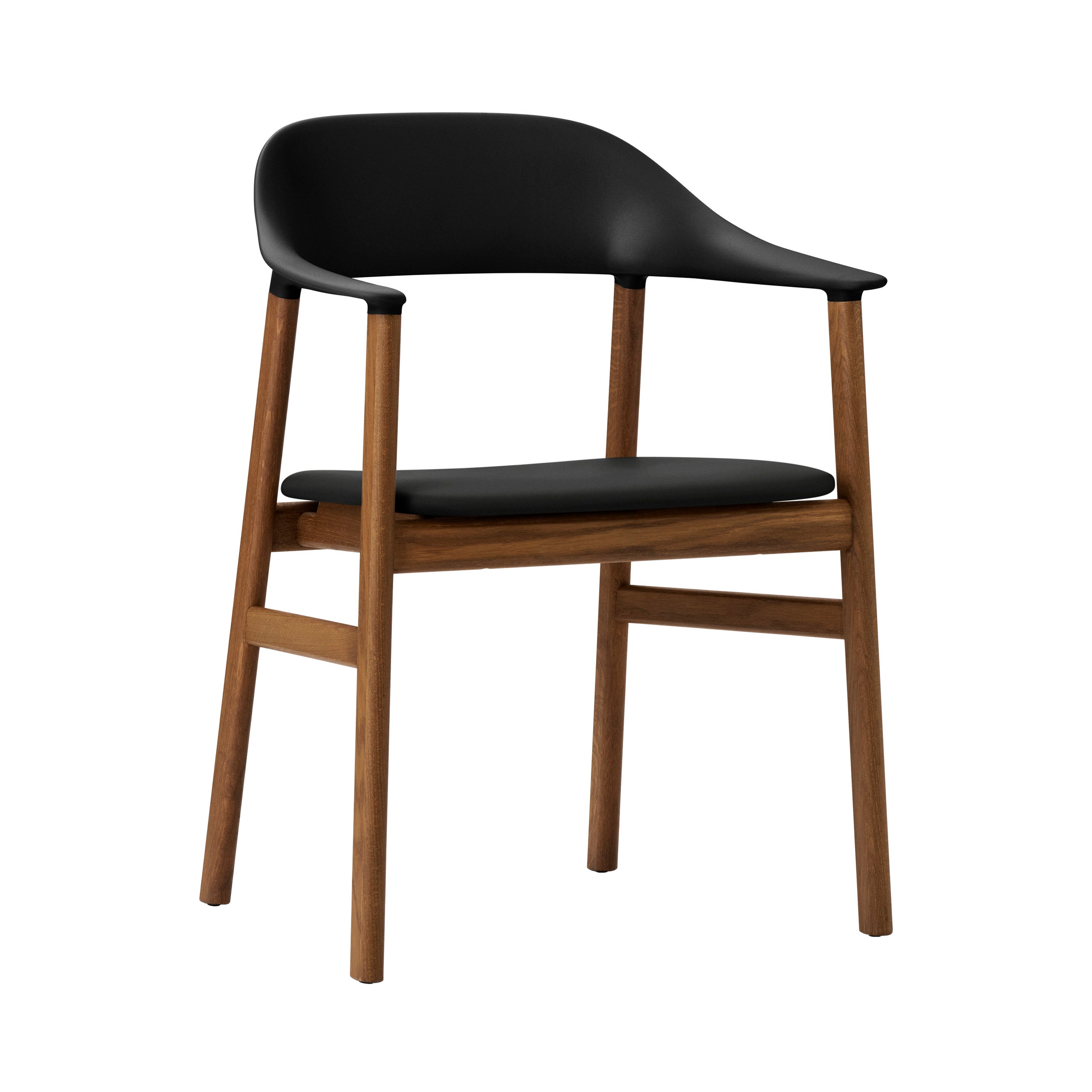 Herit Armchair: Upholstered + Smoked Oak + Spectrum Leather Black