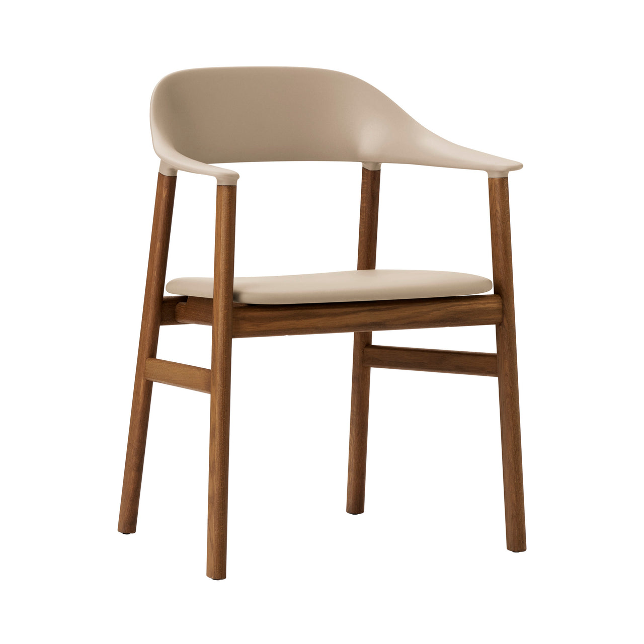 Herit Armchair: Upholstered + Smoked Oak + Spectrum Leather Sand