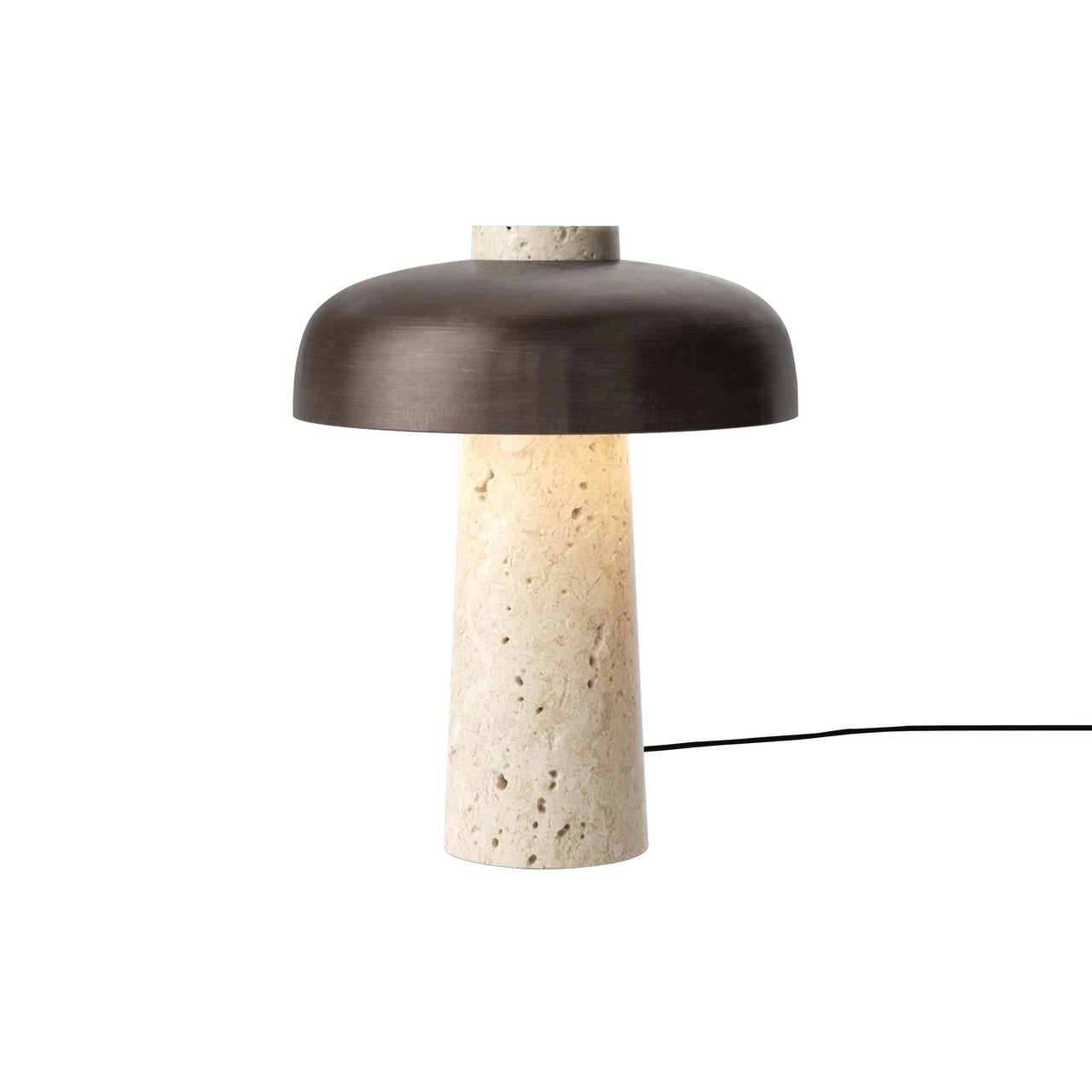 Reverse Table Lamp: Bronzed + Sand Travertine