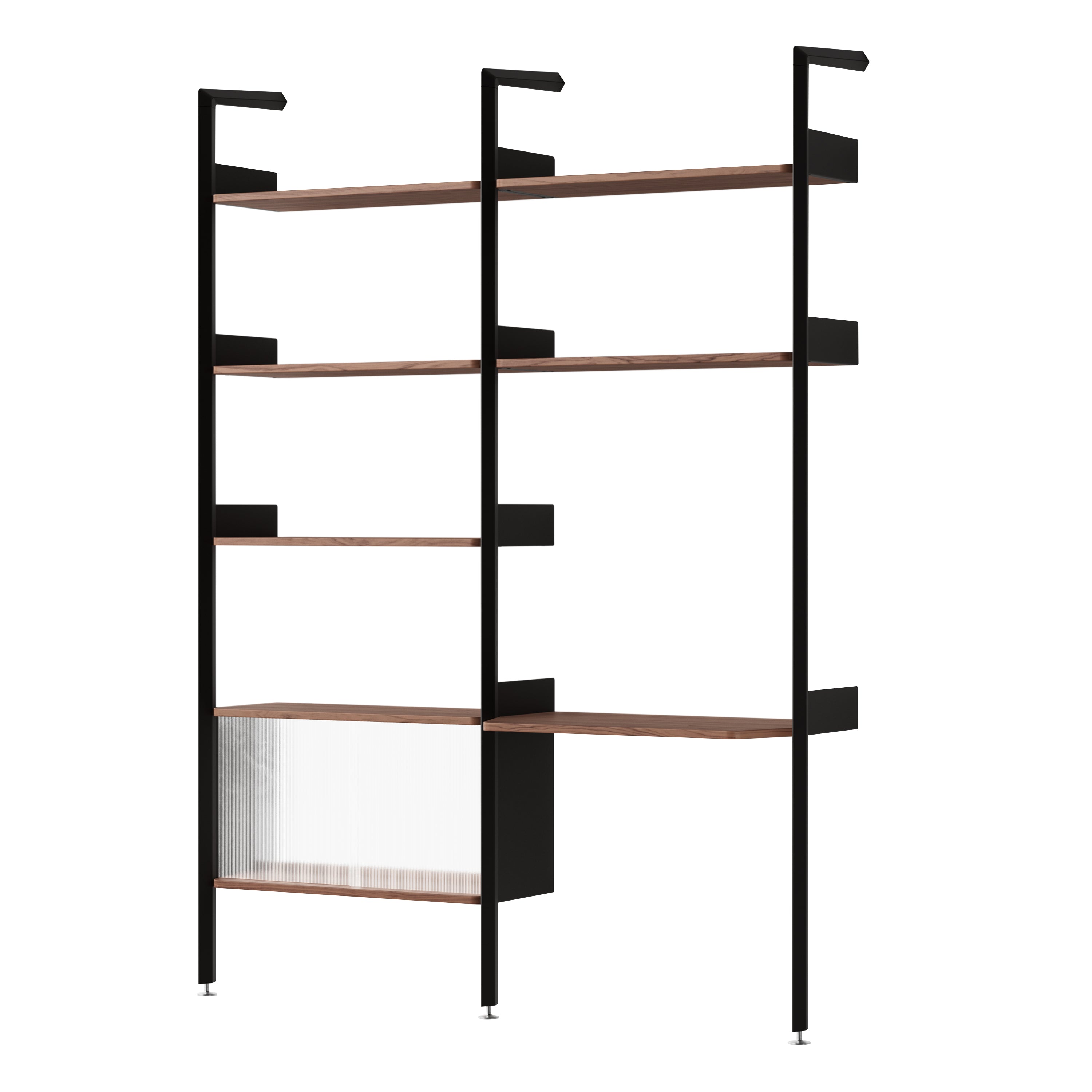 Rombe Modular Shelving: Configuration D + Lacquered Walnut