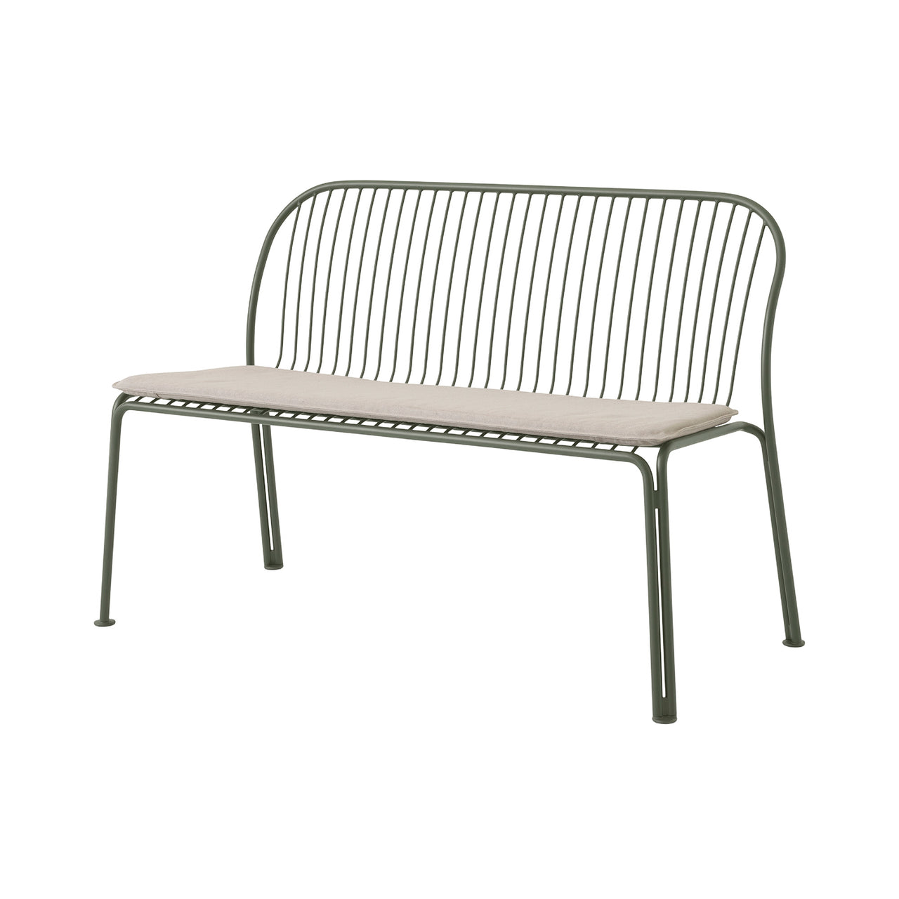 Thorvald SC111 Outdoor Dining Bench with Seatpad: Bronze Green + With Heritage Papyrus