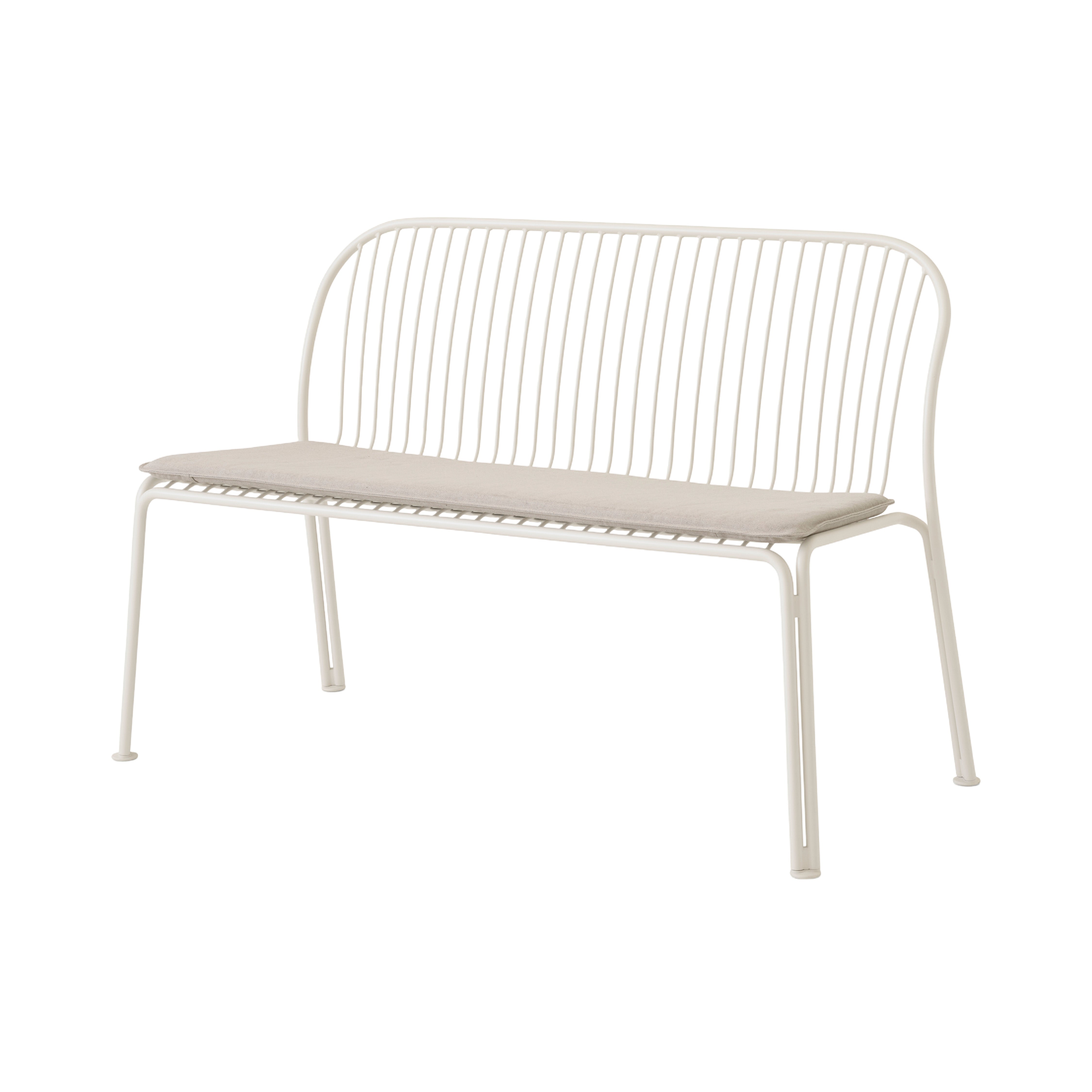 Thorvald SC111 Outdoor Dining Bench with Seatpad: Ivory + With Heritage Papyrus