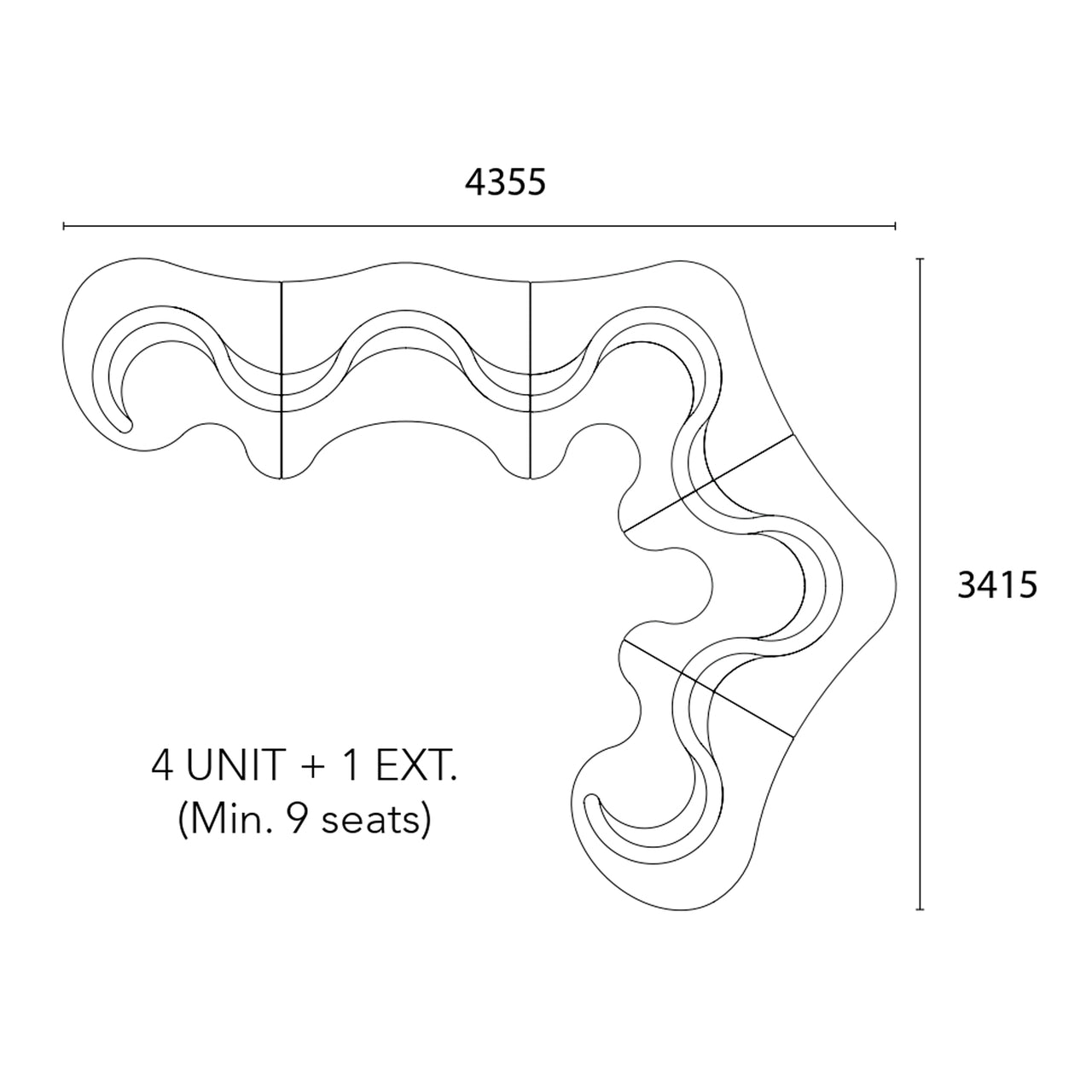 Cloverleaf Sofa with Extension: Upholstered