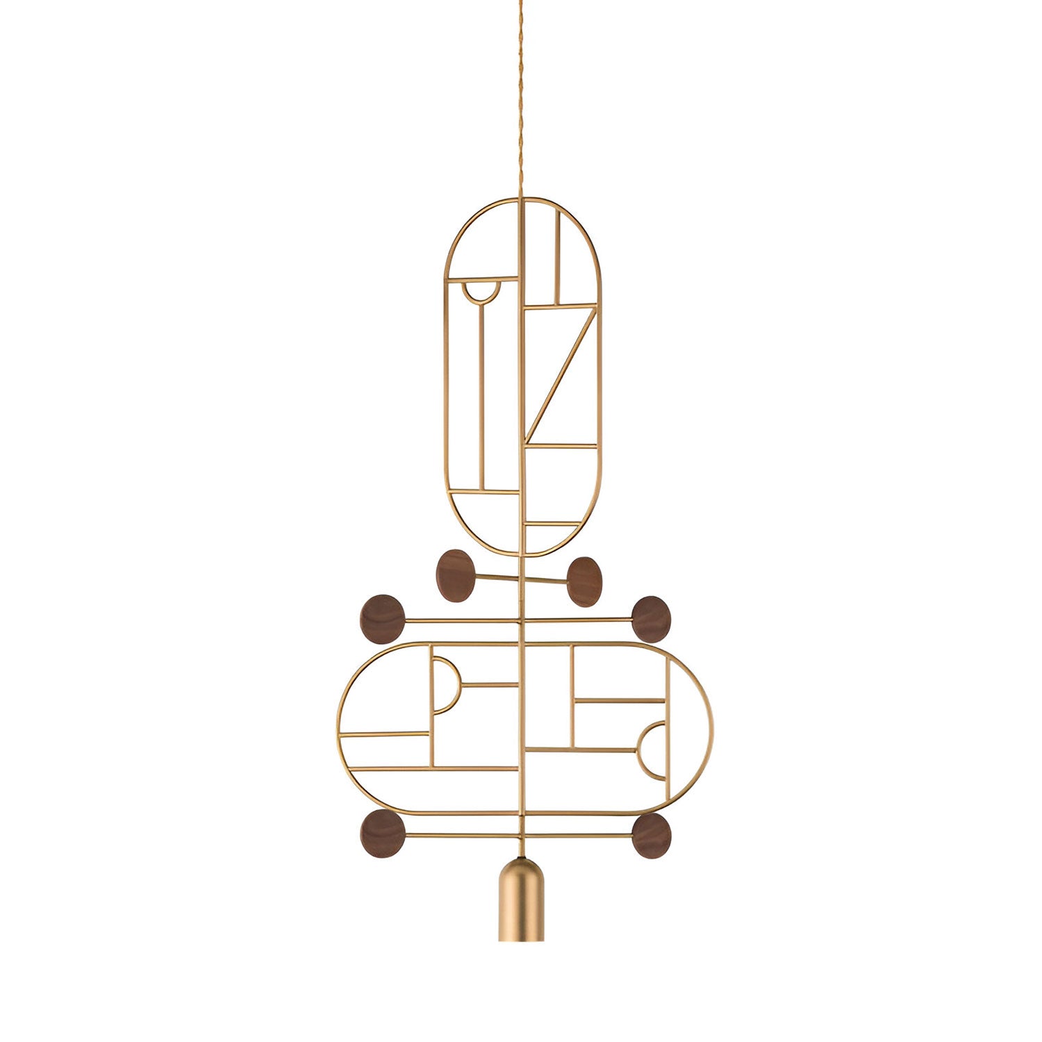 Wooden Dots Suspension Lamp: Oval with Stem + Vertical + Horizontal